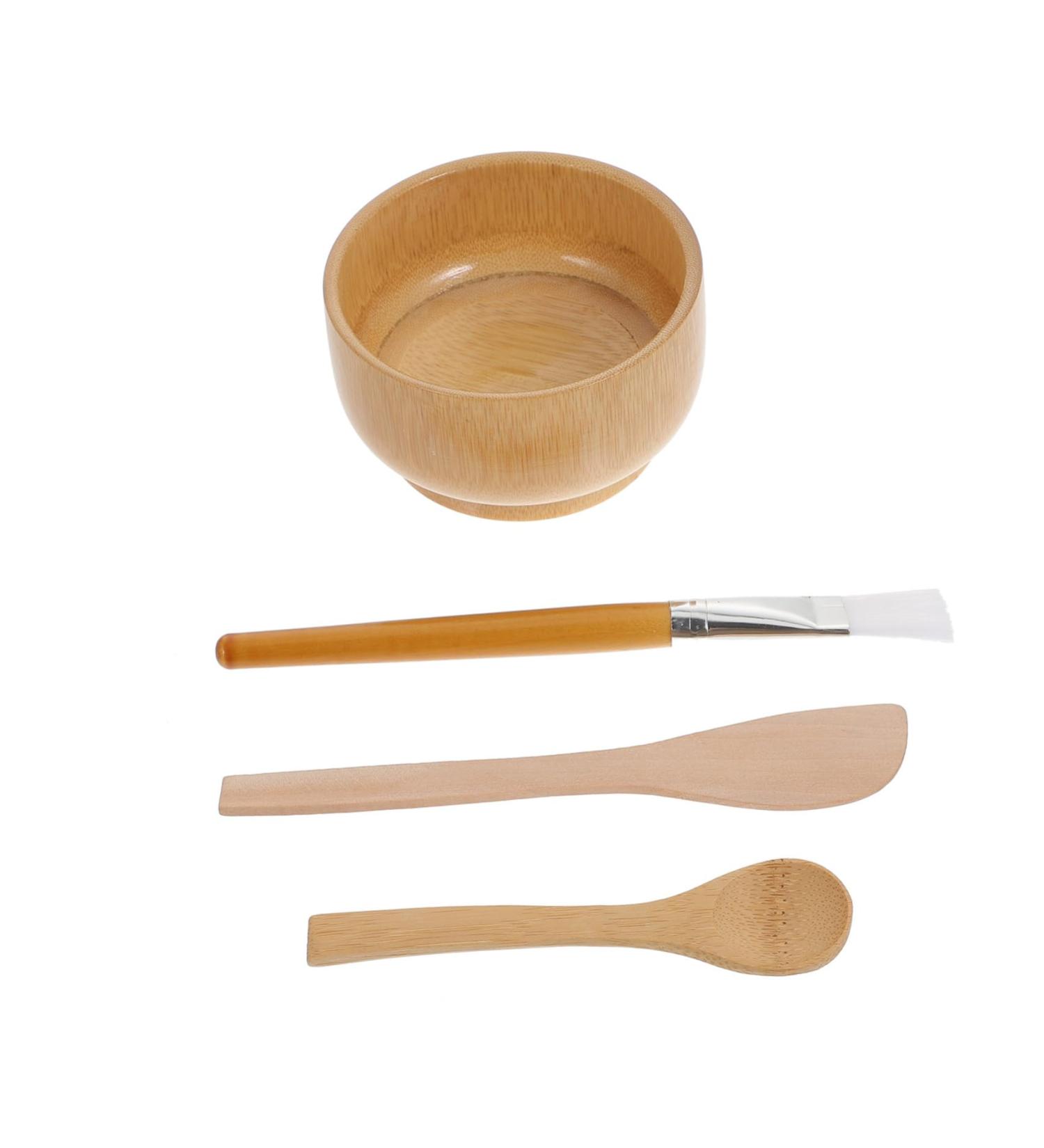 Mikinona 1 Set Four Piece Facial Mask Bowl DIY Facial Mask Tools Facial Mask Mixing Tools Makeup Kit Beauty Mask Facial Kit Skin Mask DIY Bowl Tool Mask Applicator Wooden - Buy Online on GoSupps.com