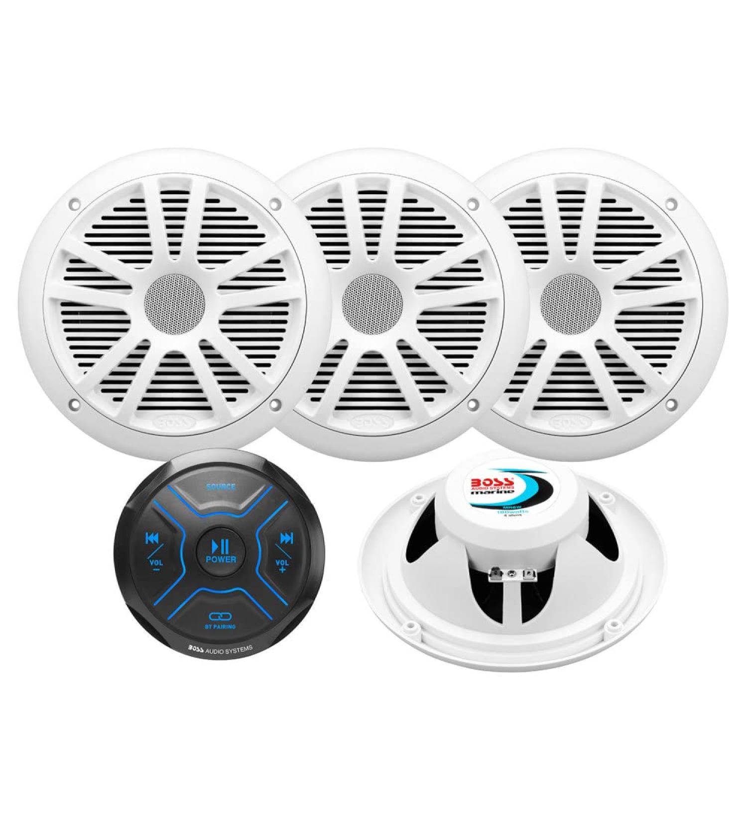 BOSS Audio Systems MG250W.64 Marine Speakers with Gauge Receiver, Bluetooth, IPX6 Weatherproof, USB, Aux-in, 6.5 Inch Full Range Speakers - Buy Online on GoSupps.com