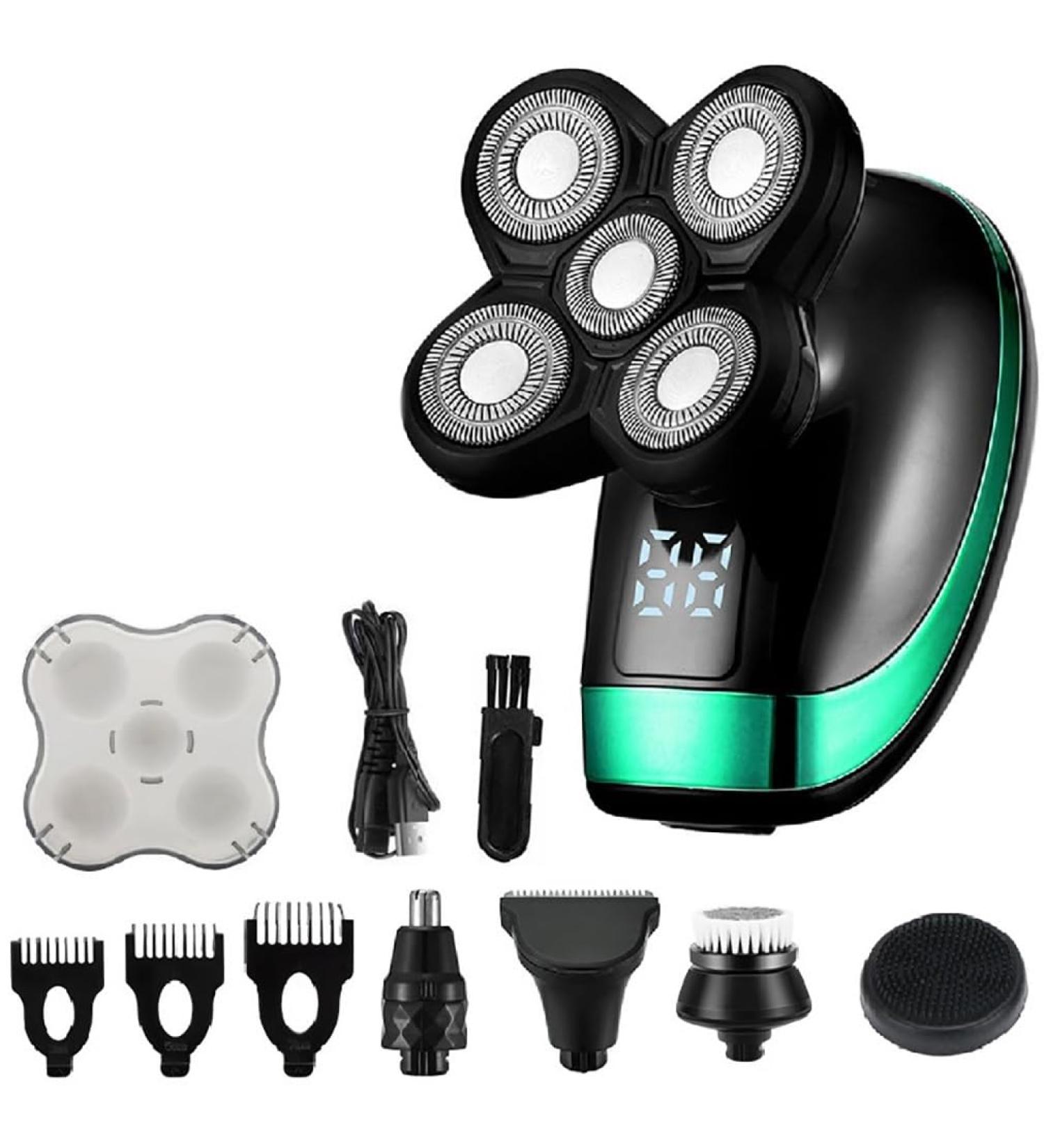 5-in-1 Electric Head Shaver for Bald Men - Waterproof Rechargeable 5D Rotary Razor & Beard Trimmer - Buy Online on GoSupps.com