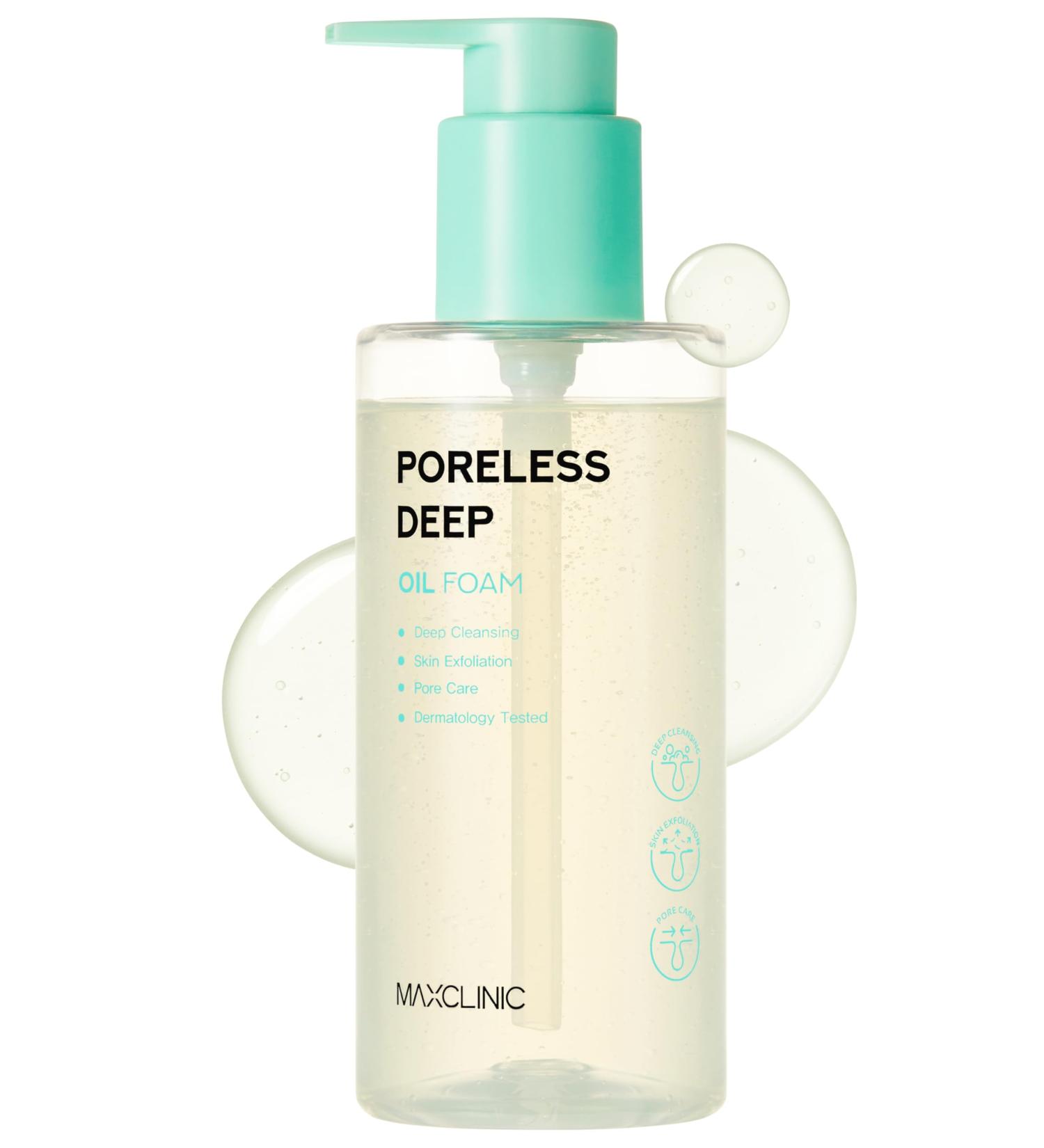 MAXCLINIC Poreless Deep Oil Foam Cleanser - Oil to Foam Face Wash Cleanser w/AHA BHA PHA Hyaluronic Acid and 6 Botanical Oils for Pore Care & Daily Makeup Cleansing - Korean Skincare (3.72 fl oz) - Buy Online on GoSupps.com