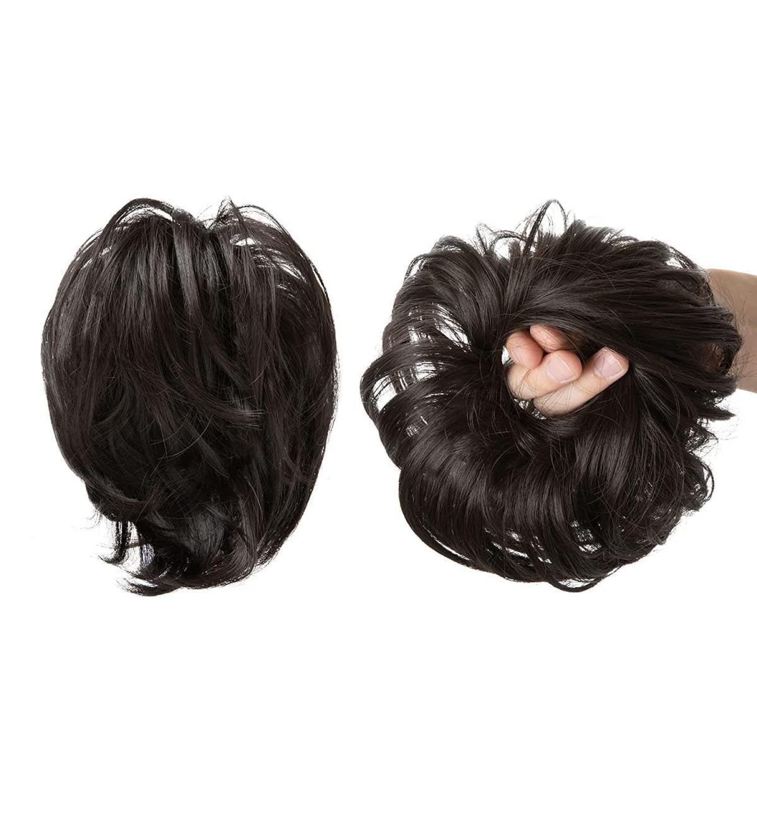 Hair Chignon 1 Piece Ball Head Wig Ring Natural Fluffy Long Beard Curly Hair Ring Ponytail Braid Hair Extension Hair Wig Bag Bun Messy Bun Hair Piece (Color : Black brown) - Buy Online on GoSupps.com