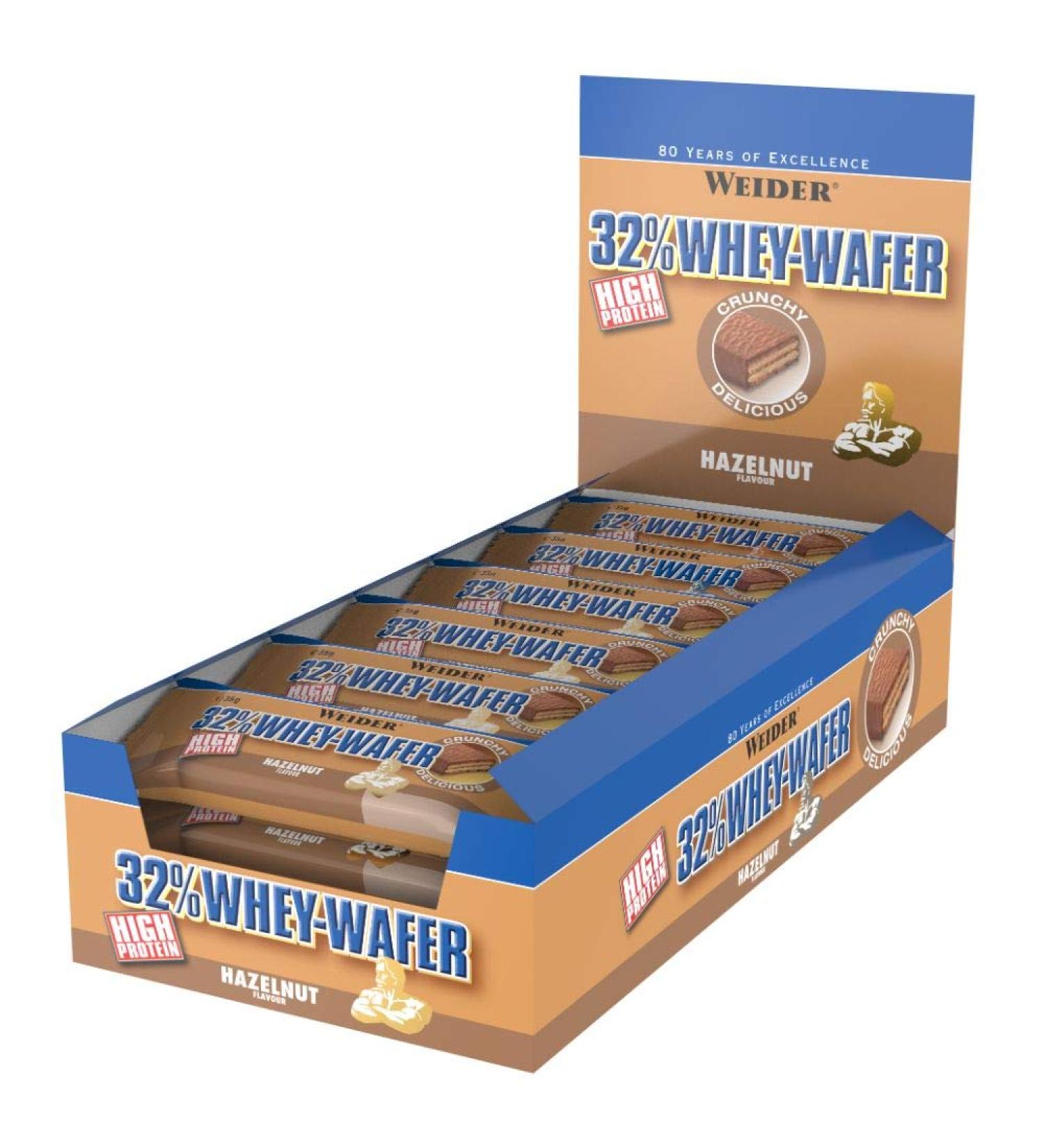 Weider Whey Wafer Bar Hazelnut - 24x35g Pack | High Protein Snack - Buy Internationally - Buy Online on GoSupps.com