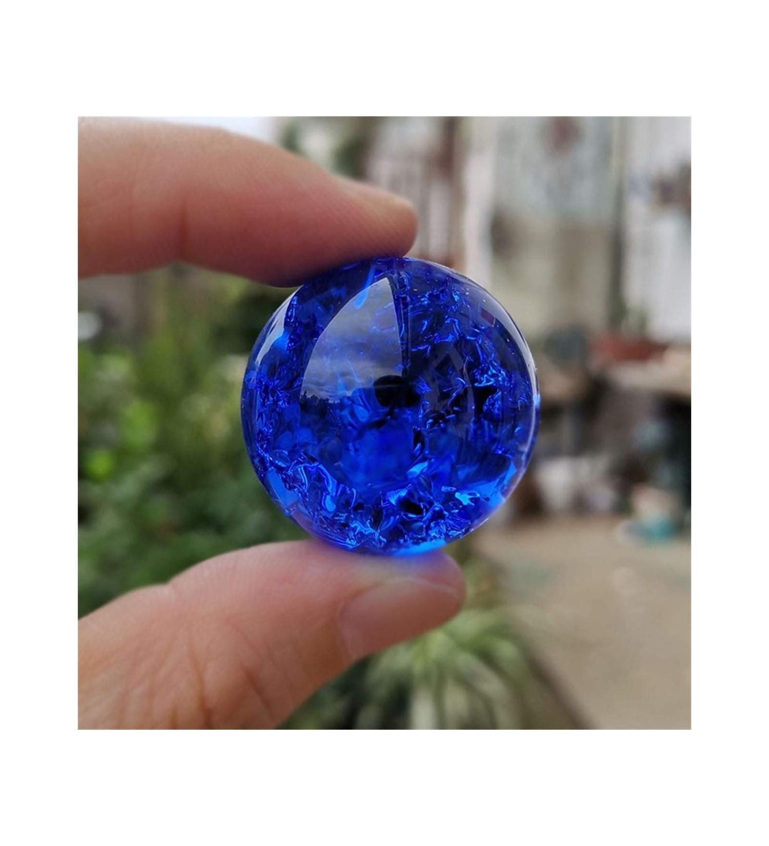 Fennchun crystal ice rack ball water wells bonsai glass ball main decoration ornaments feng shui figure marble ball gifts (color: blue size: 30mm) 30mm blue