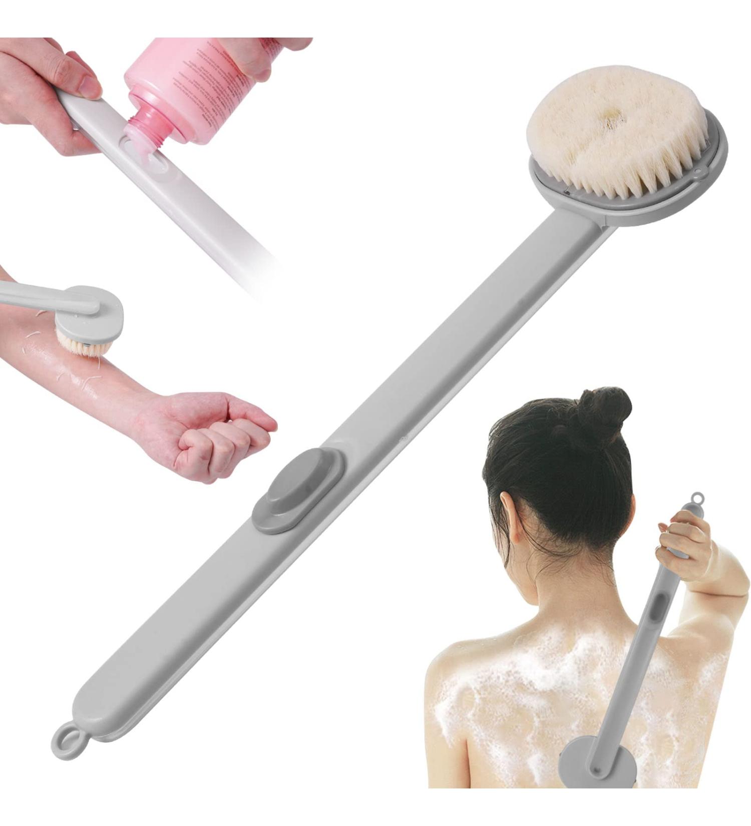 Long Handle Back Brush for Shower Massage and Exfoliation - Grey - Buy Online on GoSupps.com