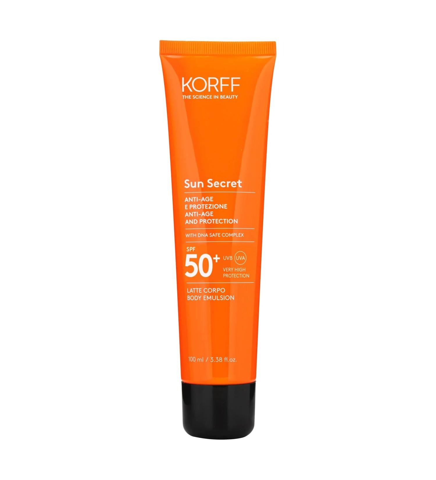 Korff Sun Secret Protective Body Sunscreen Lotion light silky and anti-aging texture very high protection water resistant SPF50 100 ml - Buy Online on GoSupps.com