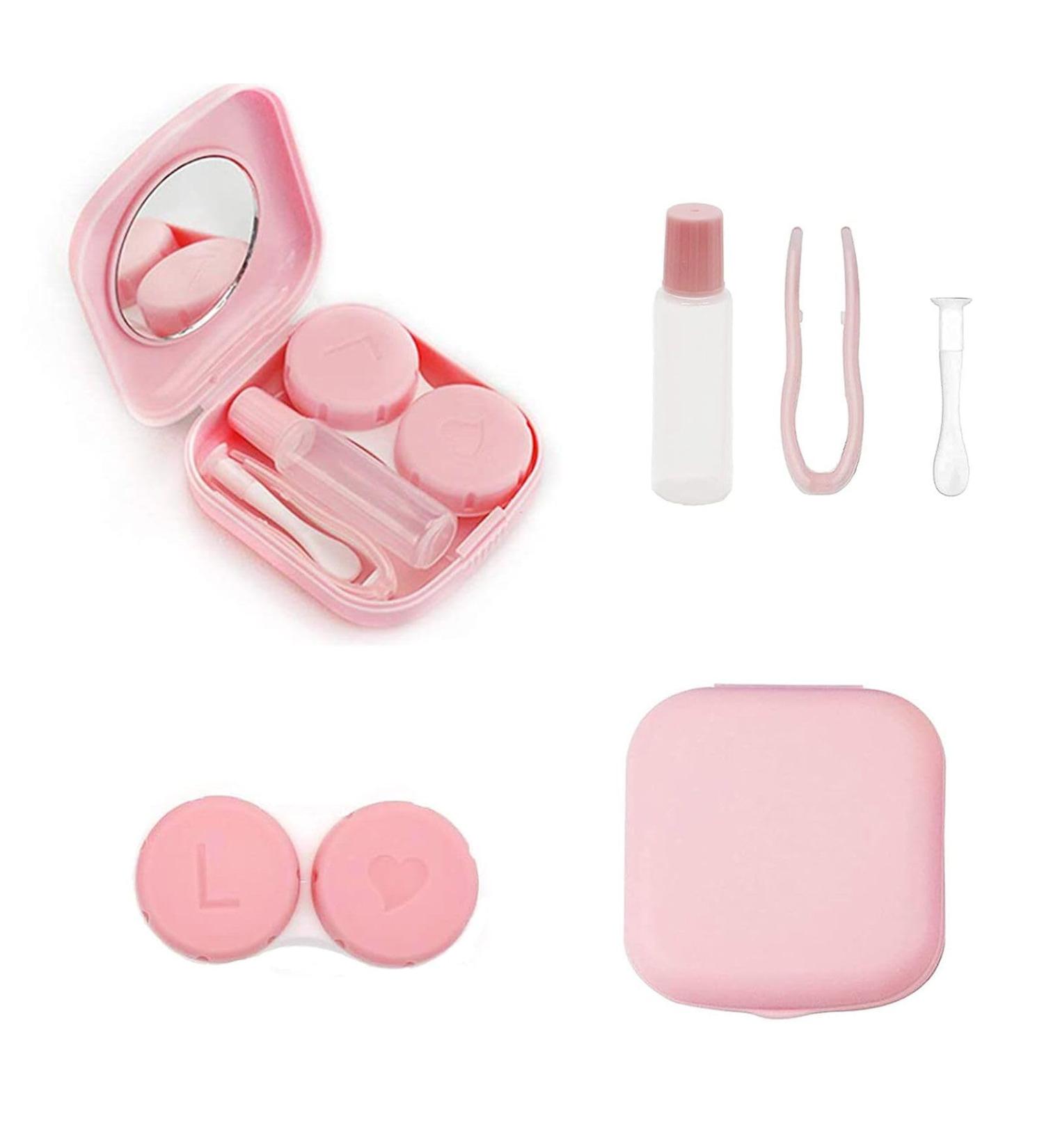 Pink Contact Lenses Container - Travel Set for Soft Lenses & Daily Accessories - Buy Online on GoSupps.com