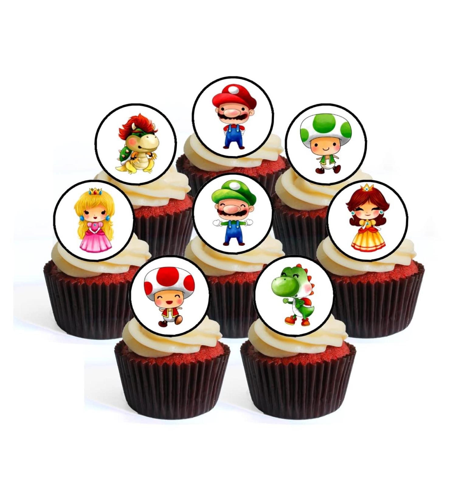 24 Super Plumber Theme Edible Premium Thickness SWEETENED Vanilla Wafer Rice Paper Discs Cupcake Toppers/Decorations - Buy Online on GoSupps.com