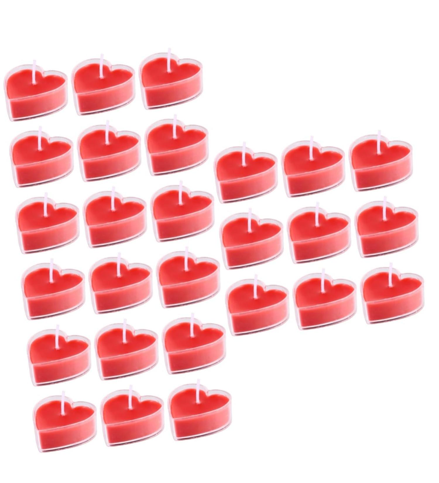 Valentine's Candles - 27 Pcs Heart Shaped Scented Tea Lights | Perfect for Weddings & Holidays | Romantic Candle Decor Boxed in Red - Buy Online on GoSupps.com