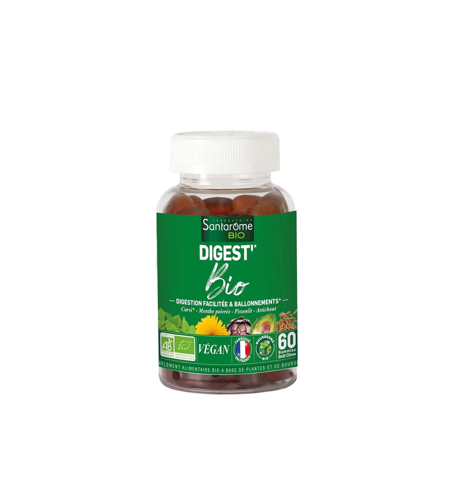 Santarome Bio - Digest' Organic Gummies - Digestion Supplement - Easy Digestion Bloating - Caraway Dandelion Artichoke - 3 buds - 1 month - Vegan - Buy Online on GoSupps.com