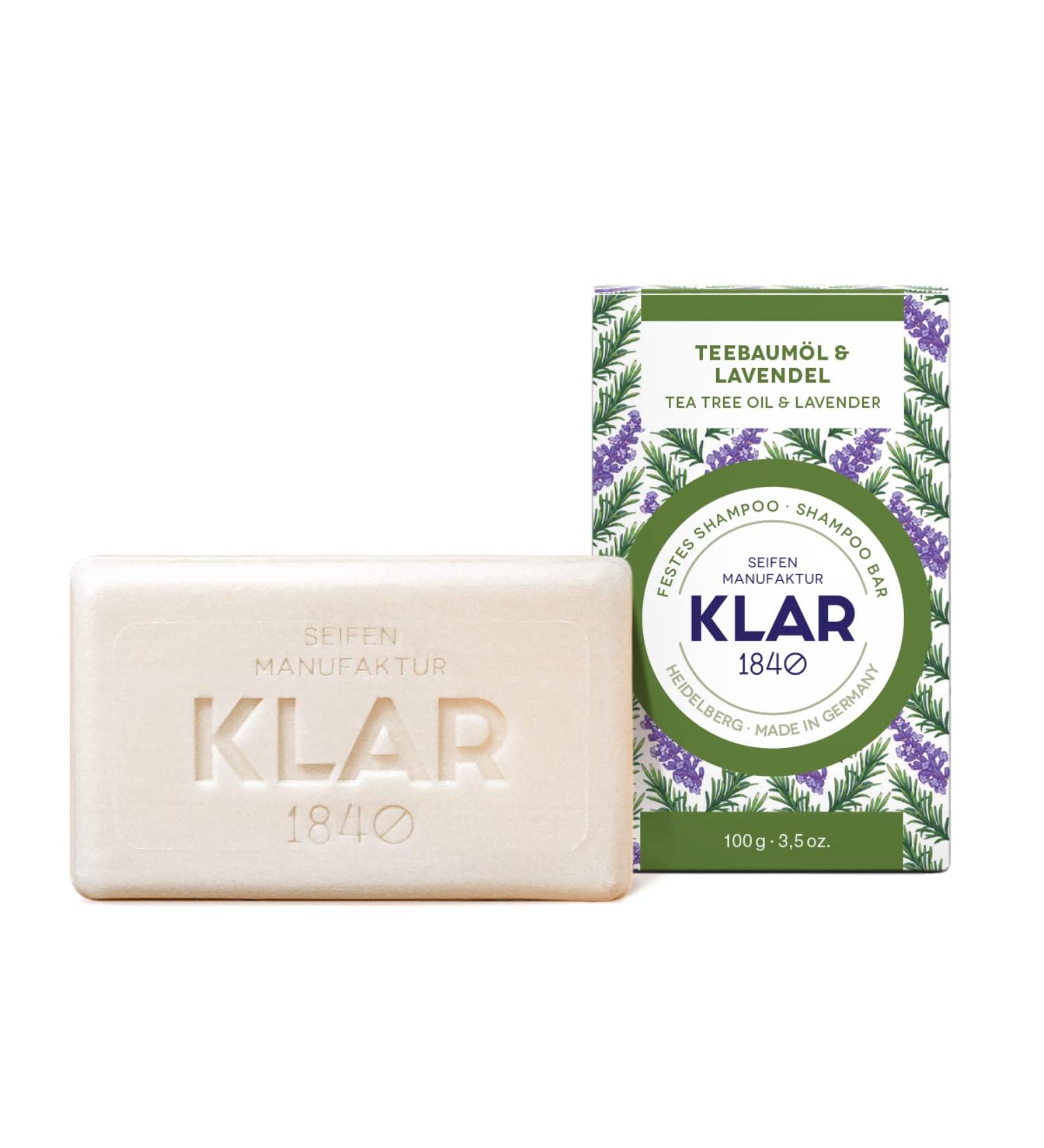 Klar Seifen Shampooing solide l'huile d'arbre th et lavande 100 g