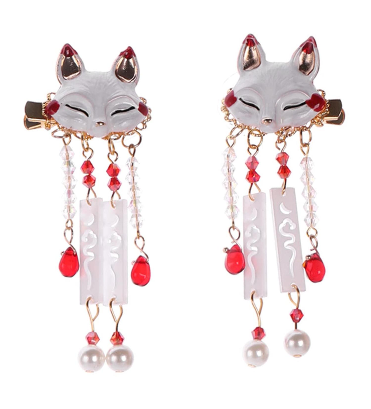 FRCOLOR 1 Pair Fox Tassel Clip Japanese Hair Pearl Tiara Japanese Fox Hairpin Vintage Tassel Hair Clips Chinese Fox Hairpin Hair Barrettes for Women Tassel Hairpin Hanfu Alloy Girl Asia - Buy Online on GoSupps.com