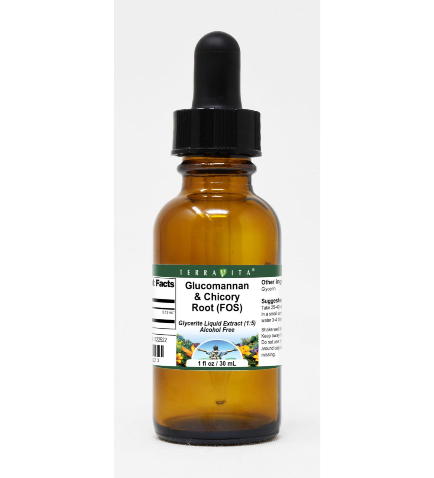 Terravita Glucomannan & Chicory Root Glycerite Liquid Extract (1:5) - Flavorless FOS Supplement (1 oz) | International Shipping Available - Buy Online on GoSupps.com