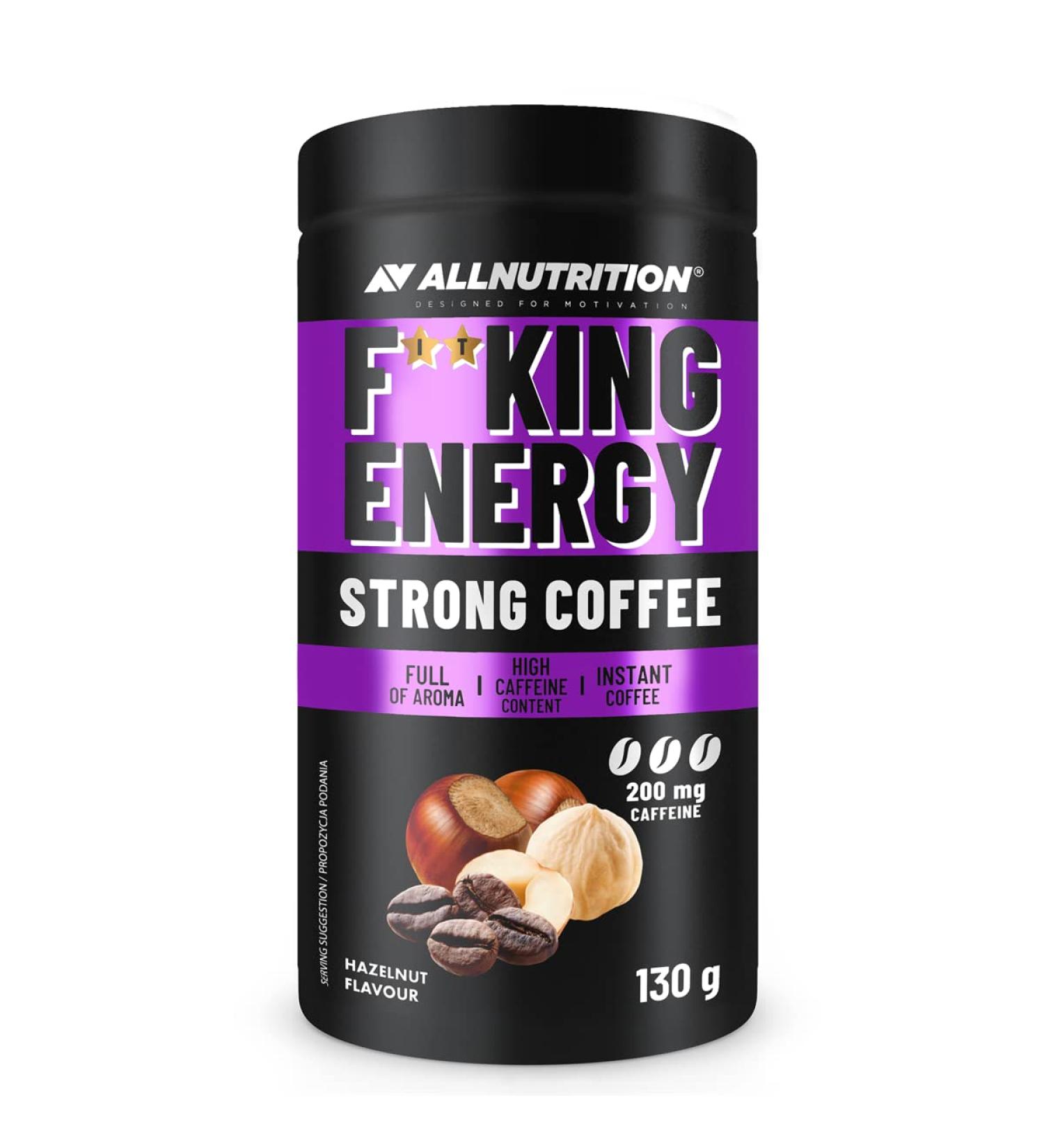 ALLNUTRITION Fitking Energy Strong Coffee - Caf Instantan - Haute Teneur en Caf ine - Caf Aromatis - Boost nerg tique Quotidien - Tr s Aromatique - 130 g - Hazelnut - Buy Online on GoSupps.com