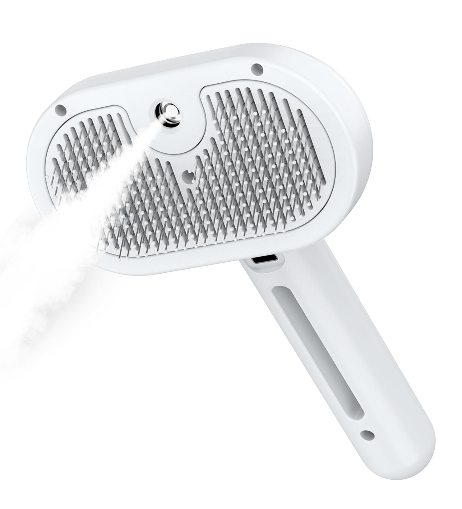 SweetNook Self-Cleaning Cat Brush - Easy Grooming for Cats & Dogs - Remove Static & Flying Hair - White - Buy Online on GoSupps.com