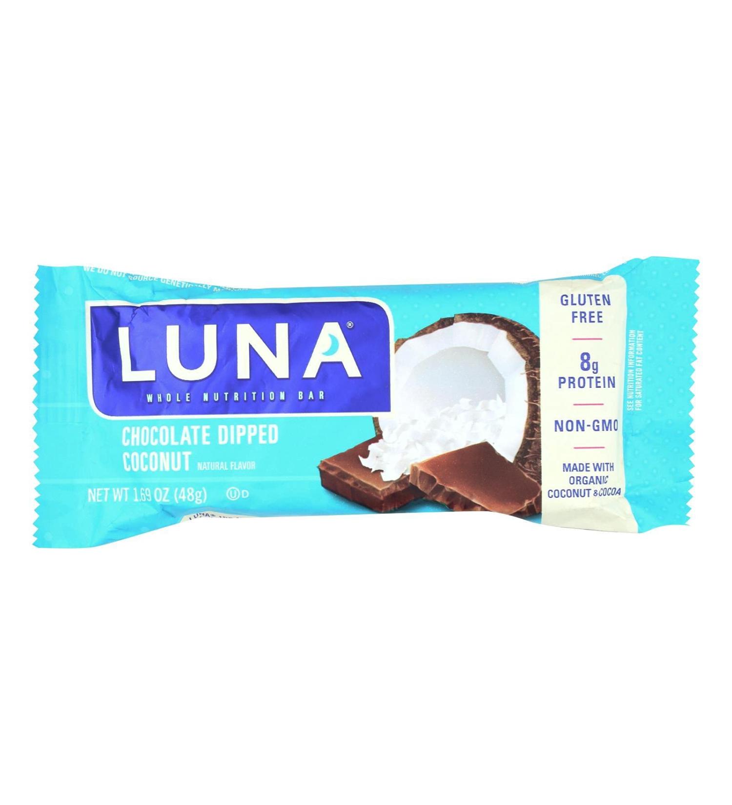 Clif Bar Luna Bar - Organic Chocolate Dipped Coconut - Case Of 15 - 1.69 Oz