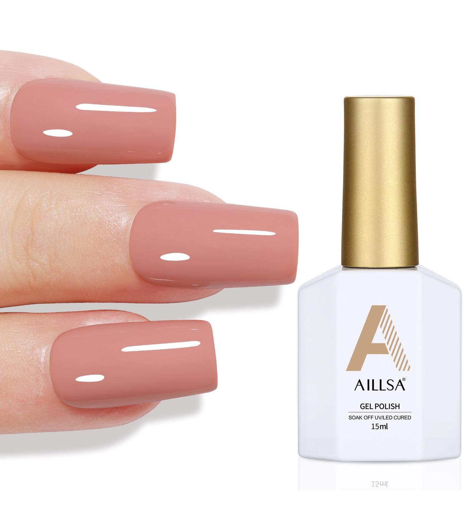 AILLSA Nude Gel Nail Polish 15 ML - Red Nude Color Gel Varnish | Soak Off UV/LED | Autumn & Winter Shade | Salon & Home Use - Buy Online on GoSupps.com