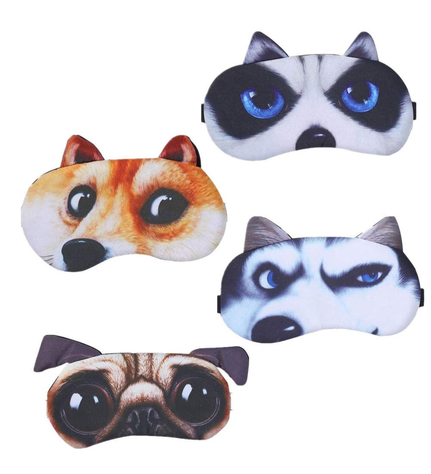 Shop 4 Cute Animal Sleep Eye Masks - Adjustable Soft Dog Eye Masks for Men & Women | International Shipping - Buy Online on GoSupps.com