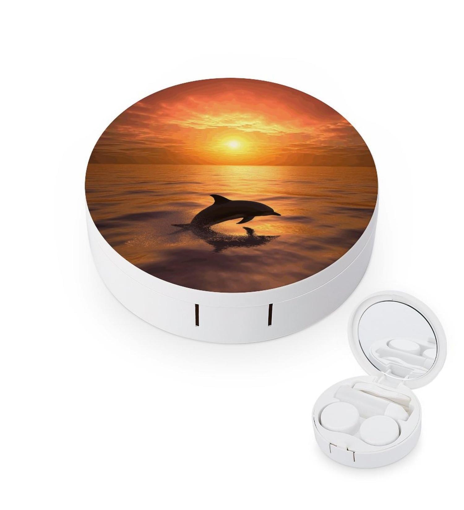 Buy Dolphin & Sunset Print Contact Lens Case | Travel-Friendly Lens Care Box - Buy Online on GoSupps.com