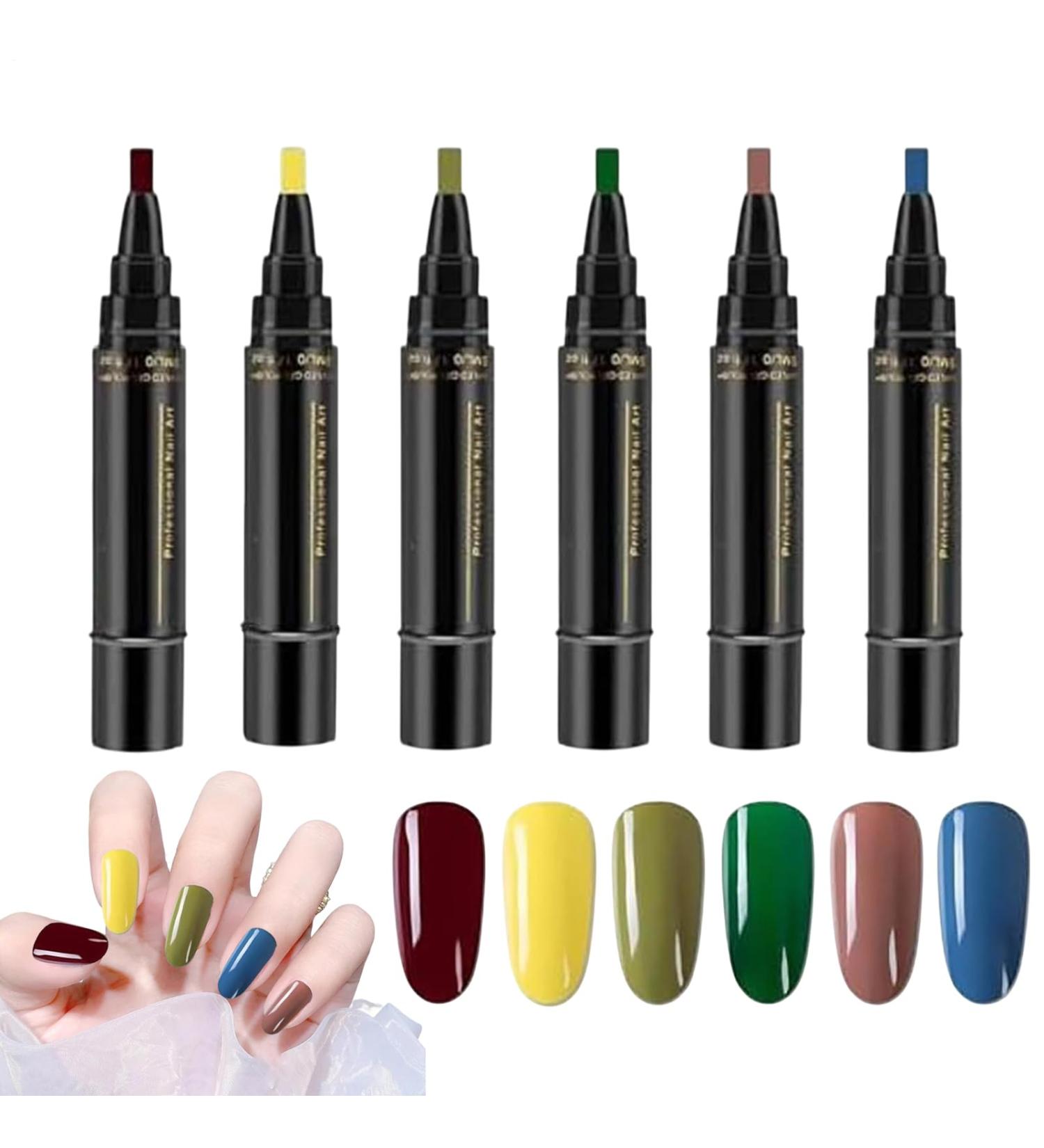Gel nail polish pens - quick-drying paint pens 6 colors | Gel manicure polish pen. No UV design for safer and more convenient application. - Buy Online on GoSupps.com