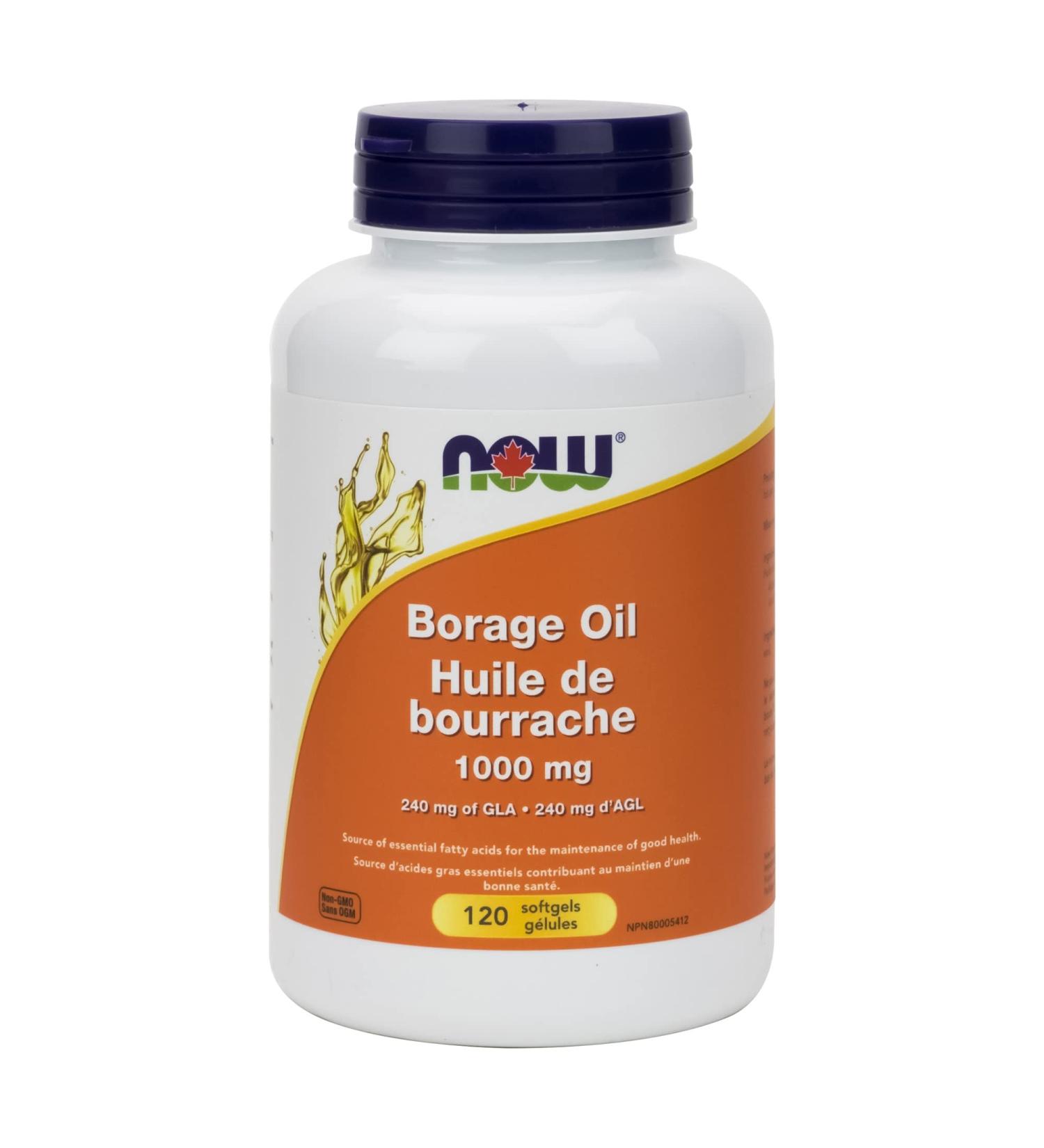 Borage Oil 1000mg (240mg GLA) Softgels - 120 Count Pack - 100g Borage - Essential Fatty Acids Supplement - Buy Online on GoSupps.com