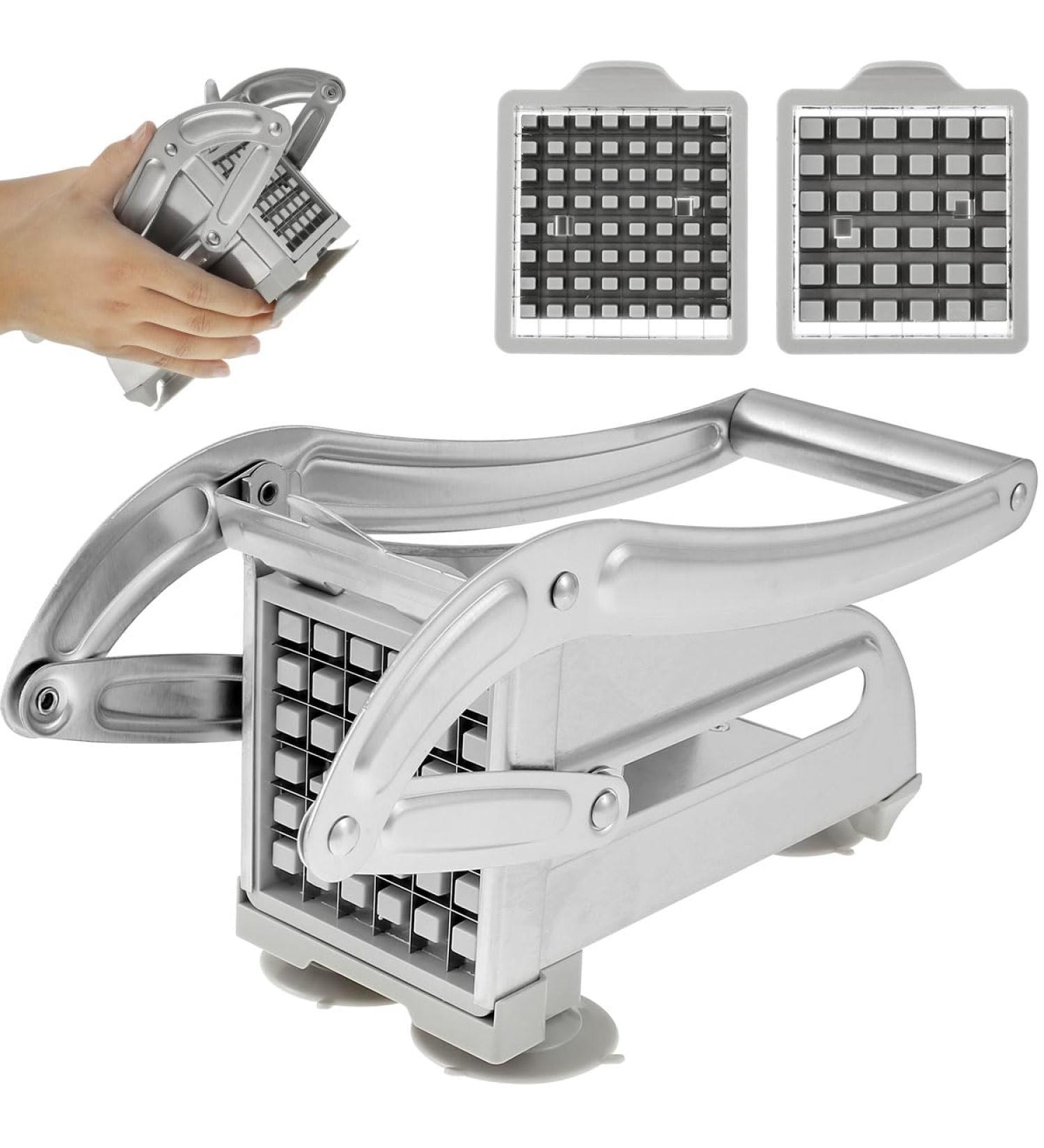 VO French Fry Cutter Stainless Steel Potato Chipper Fast Cutting Potato Chip Cutter with 36/46 Holes Blades Manual Food Slicer Dicer Multifunction Vegetable Fruit Chipper for Potato Onion QQIKUUF - Buy Online on GoSupps.com