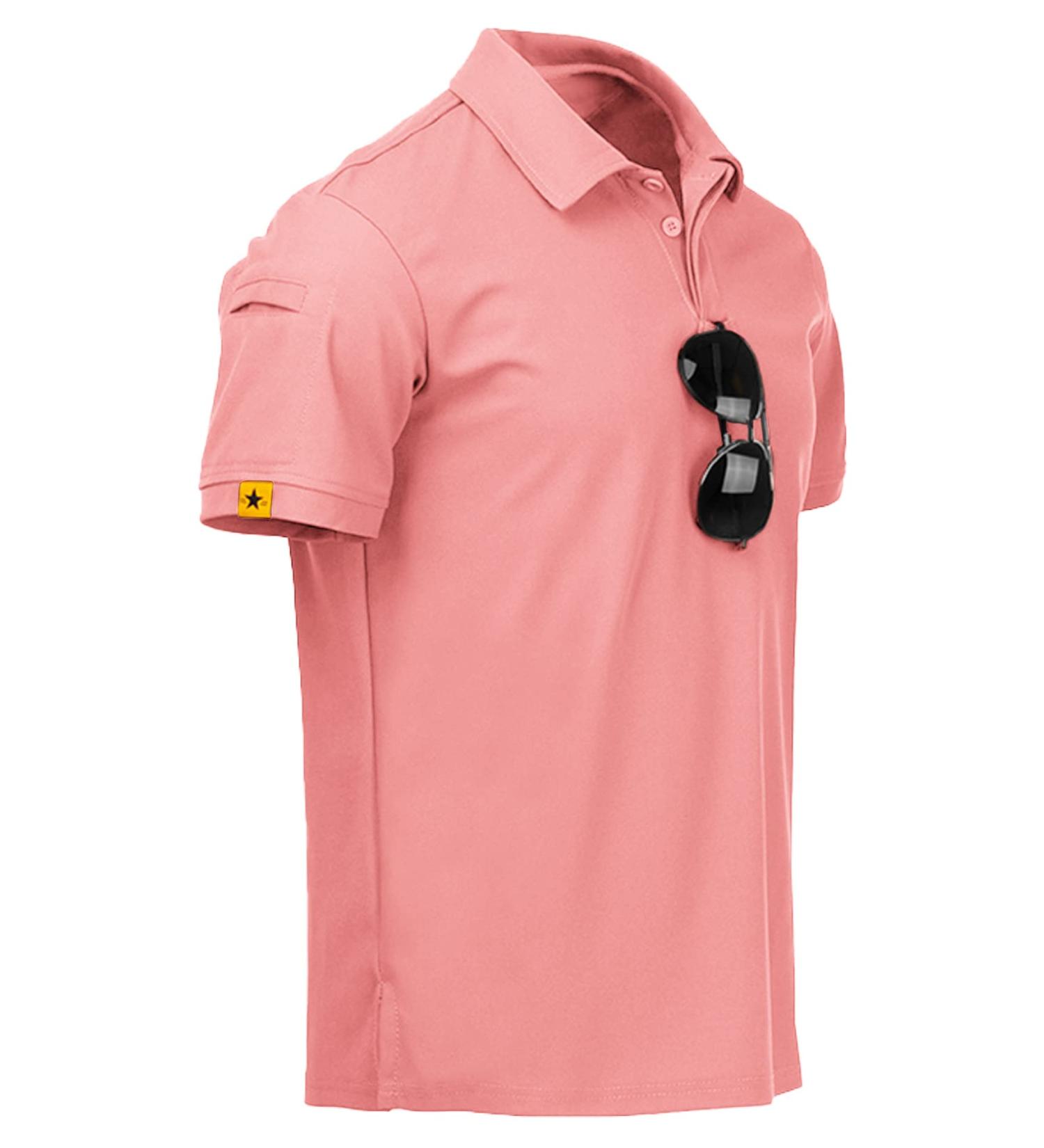 JACKETOWN Men's Moisture Wicking Polo Shirt - Short Sleeve Golf & Outdoor Tactical Polo - X-Large - Coral Red - Buy Online on GoSupps.com