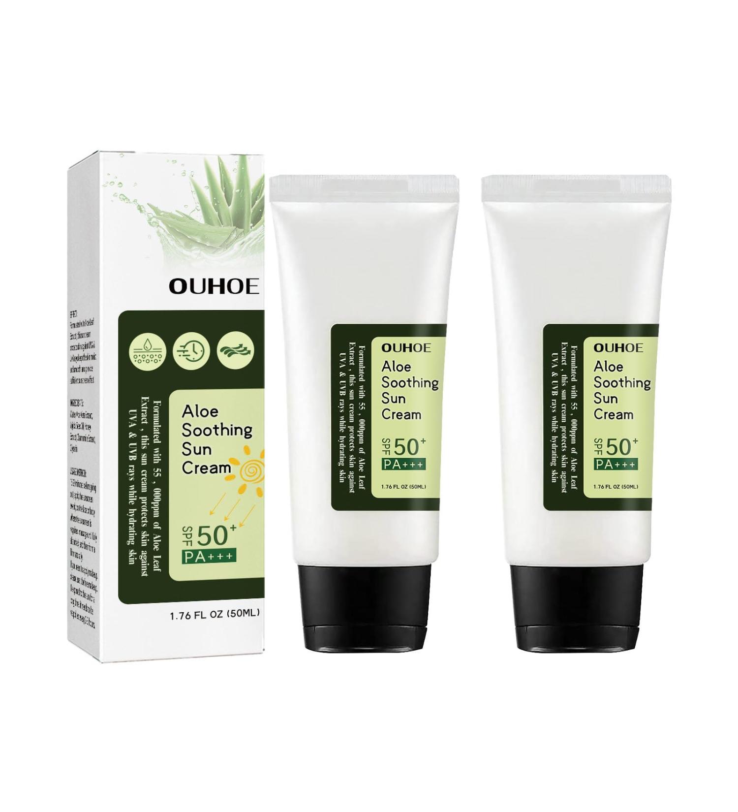 Aloe Vera Protection Cream SPF50+ | Hydrating Non-Greasy Sunscreen | 2pc UV Protection for All Skin Types - Buy Online on GoSupps.com