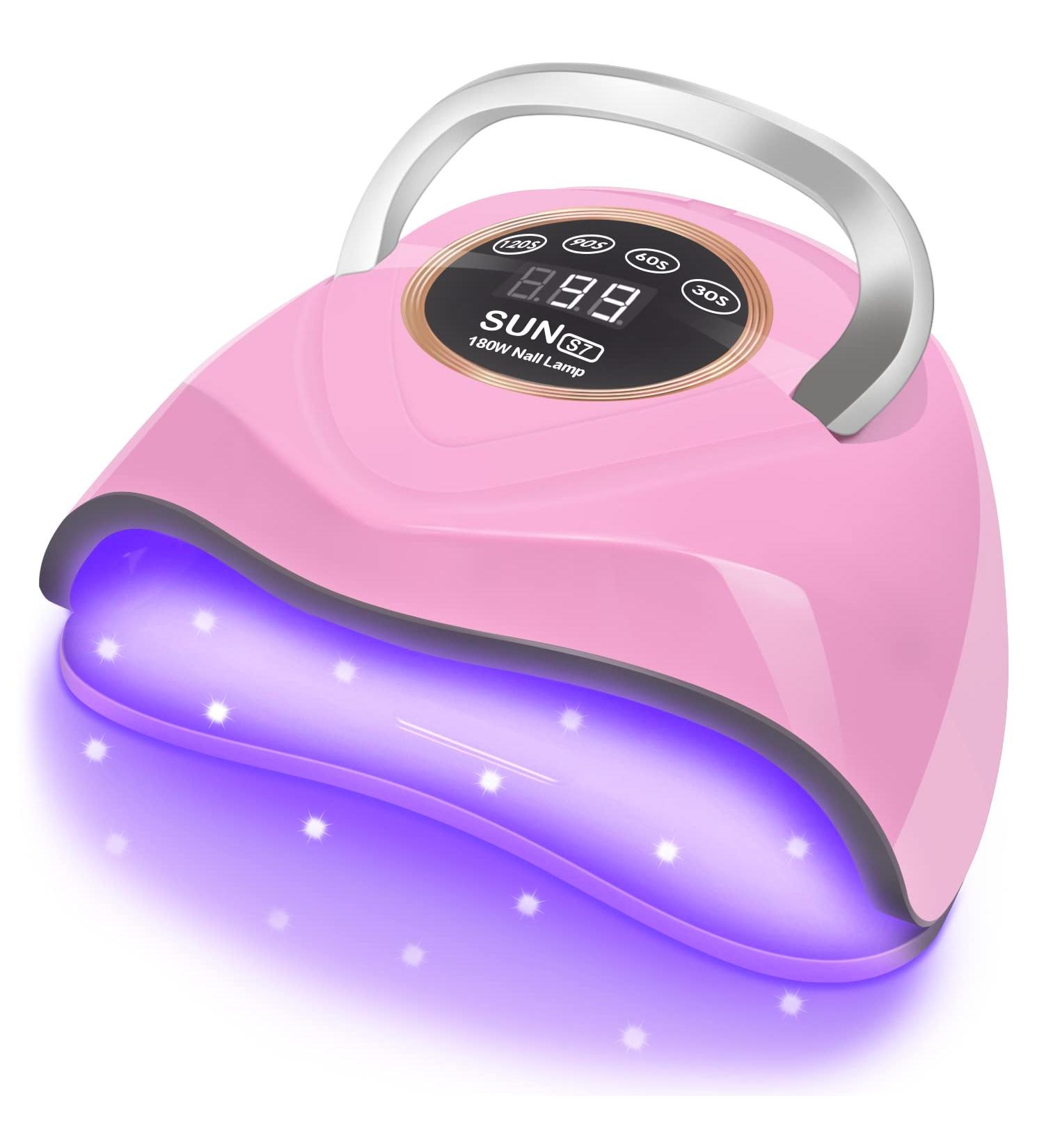 HOLDRUBY 180W UV LED Nail Lamp for Gel Polish | Fast Dryer with 48 Lamp Beads | Large Space UV Nail Light for Home Salon | Pink - Buy Online on GoSupps.com