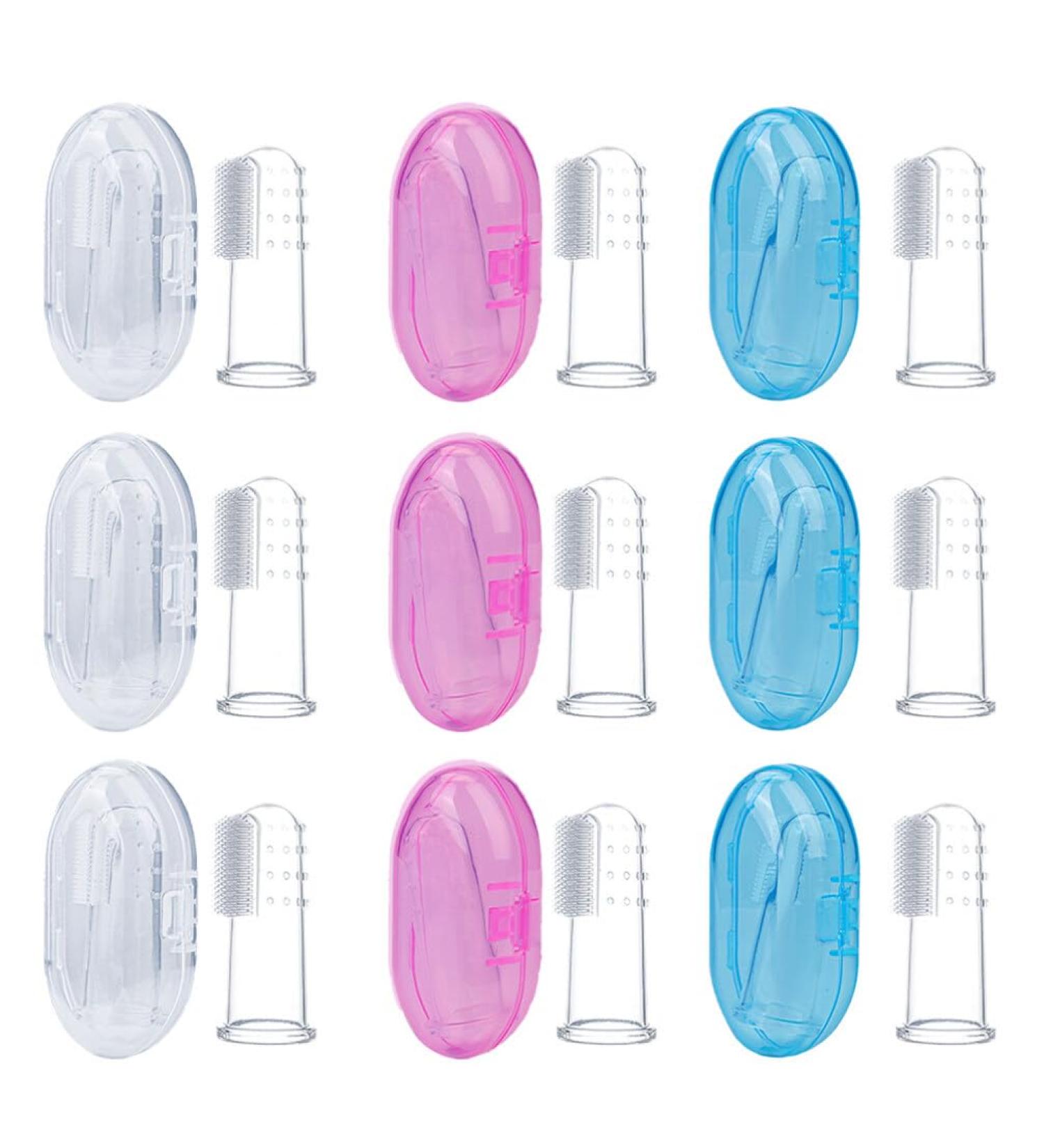 Healeved 9st finger toothbrush oral hygiene brush silicone cleaning brush kit for brushing your teeth for babies bite finger brush with toothbrushes handle child pebbles fingerlings clean