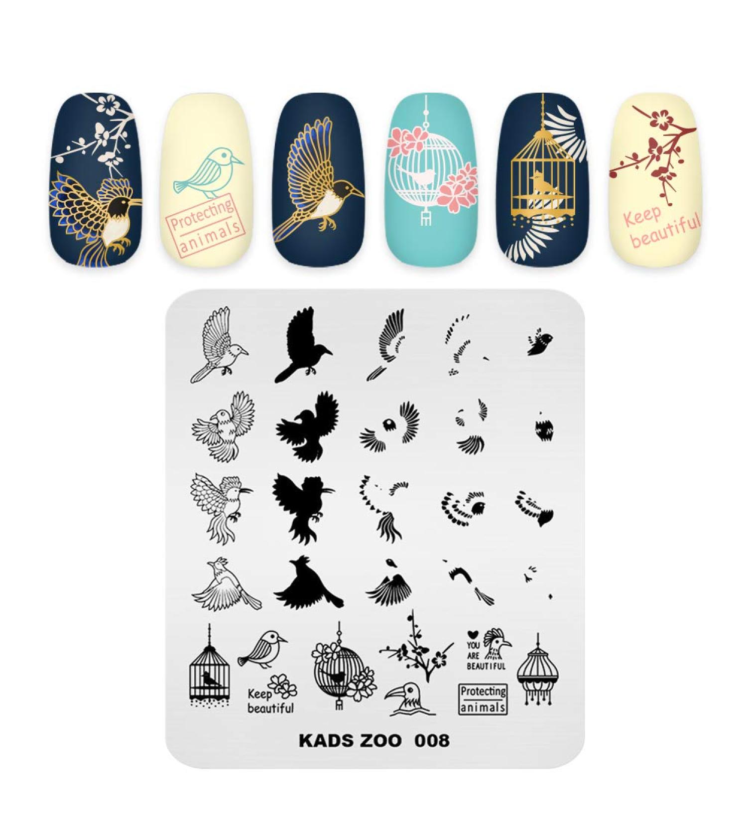 Alexnailart Feathers Bird Eagle Design Stamping Plate - Nail Art Stamping Template (ZO008) - Buy Online on GoSupps.com