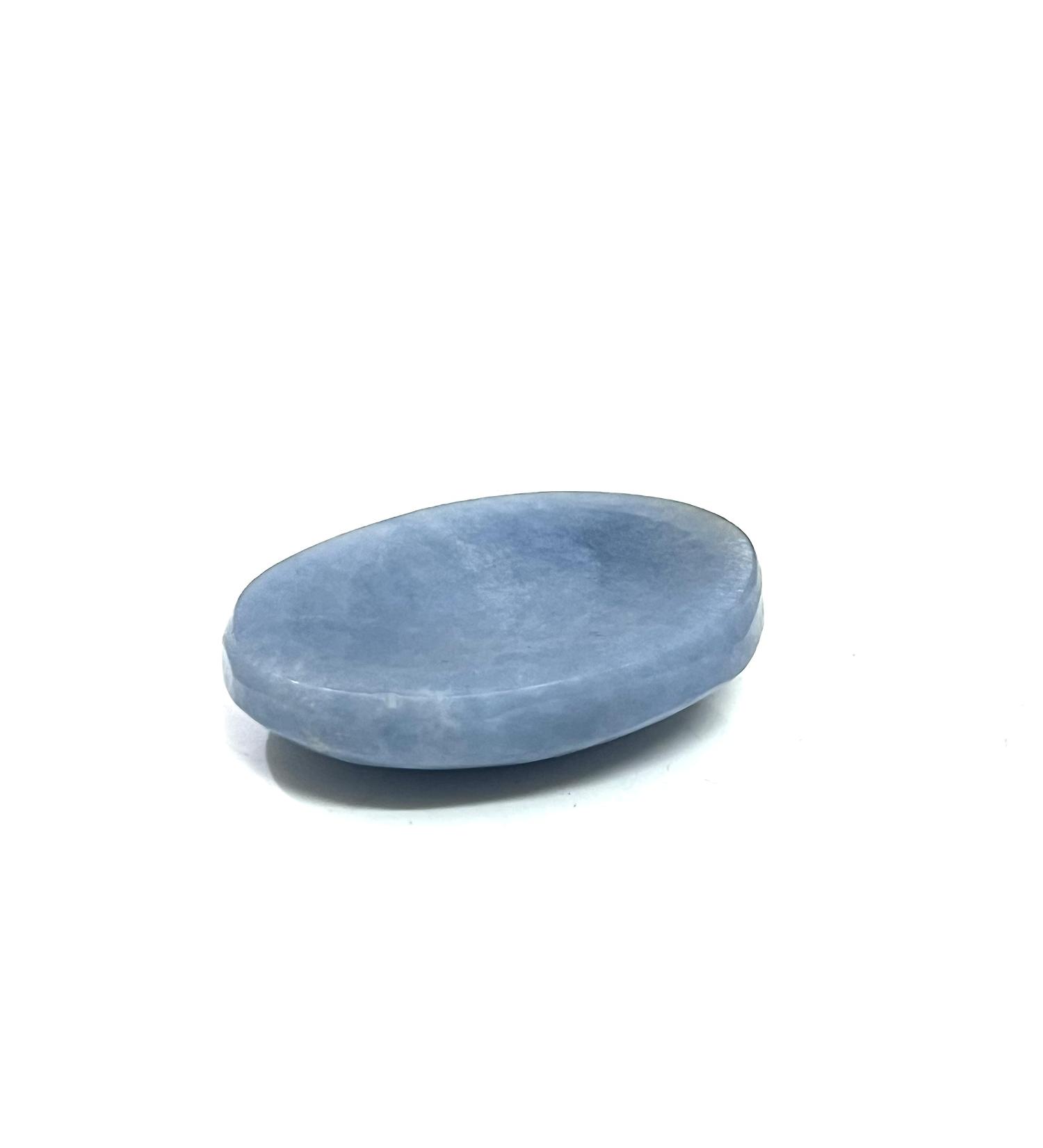 Opalite Crystal Worry Thumb Stone - Natural Healing Calming Meditation Reiki Stress Relief (Angelite)
