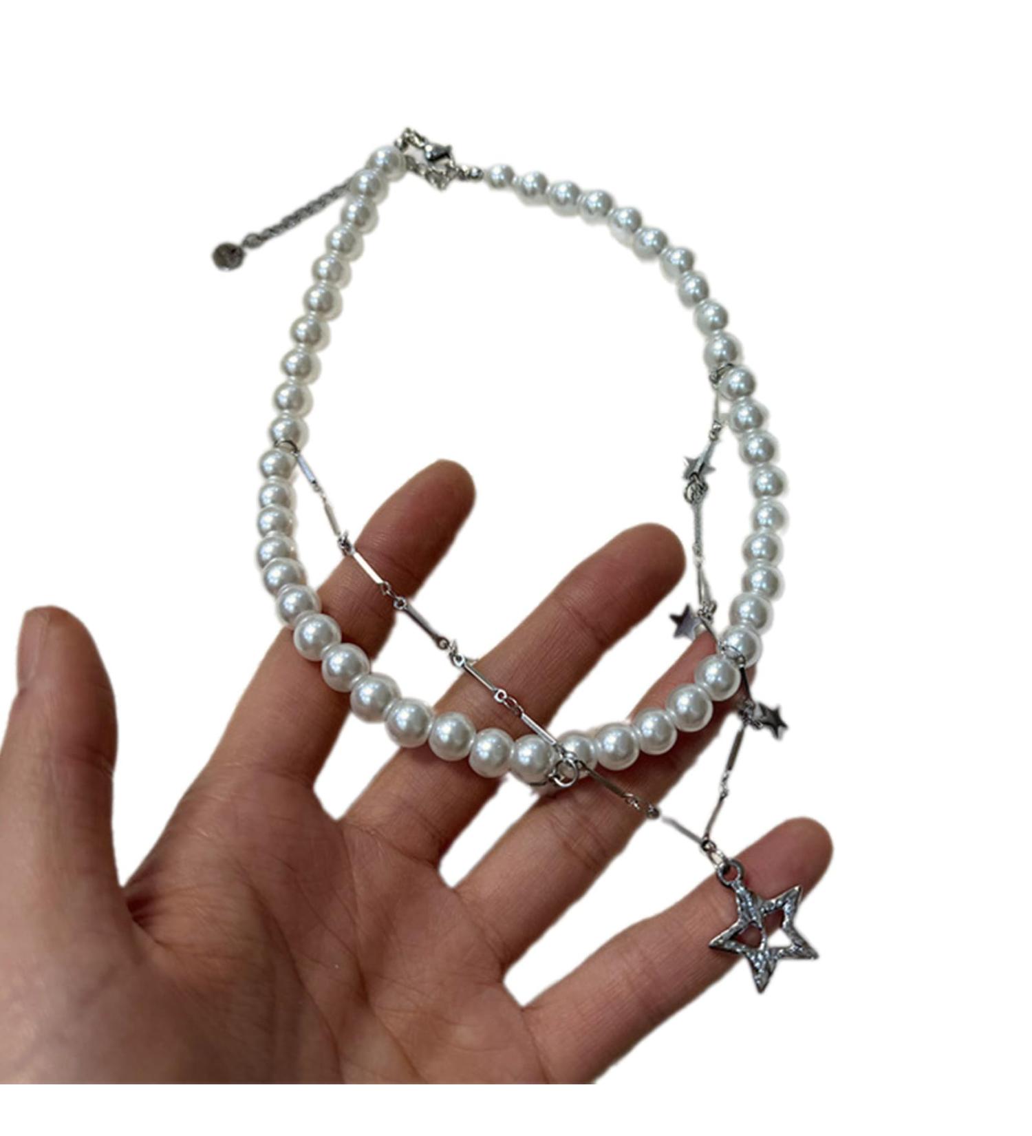 Shop Southjieling Luxurious Double-Layer Zircon-Star Trailer Necklace | Elegant Pearl Accents | Unique International Shipping - Buy Online on GoSupps.com