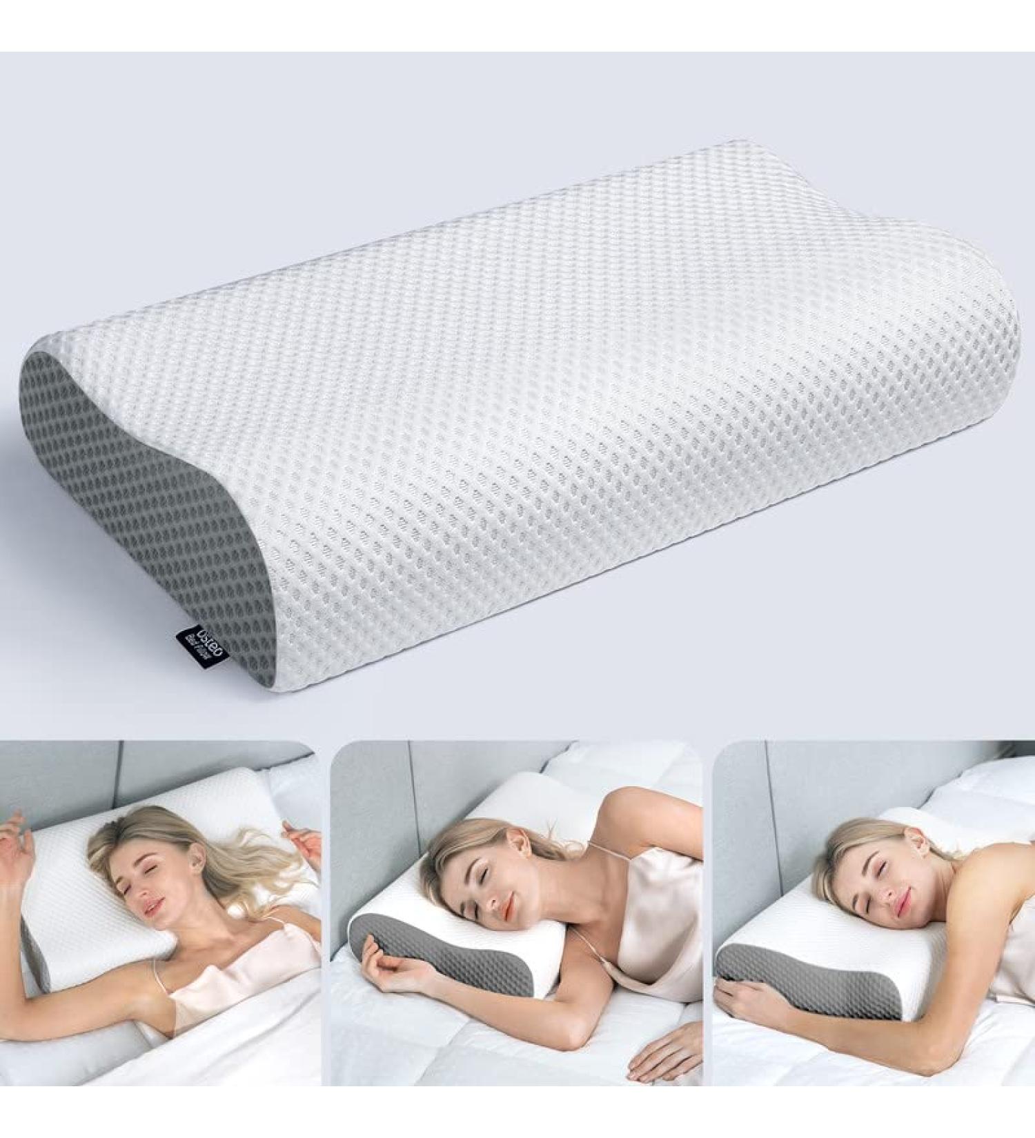Osteo Adjustable Memory Foam Pillow for Pain Relief - Orthopedic Contour Pillow for Sleeping - Dark Grey (Firm) 23.6 inches - Buy Online on GoSupps.com