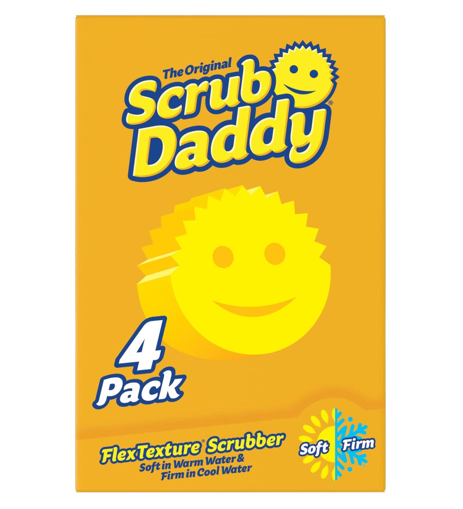 Original Scrub Daddy Sponge - Scratch-Free Scrubber for Dishes and Home - Odor Resistant - Multi-Use Kitchen and Bathroom Cleaner - Dishwasher Safe - 4 Count - Buy Online on GoSupps.com
