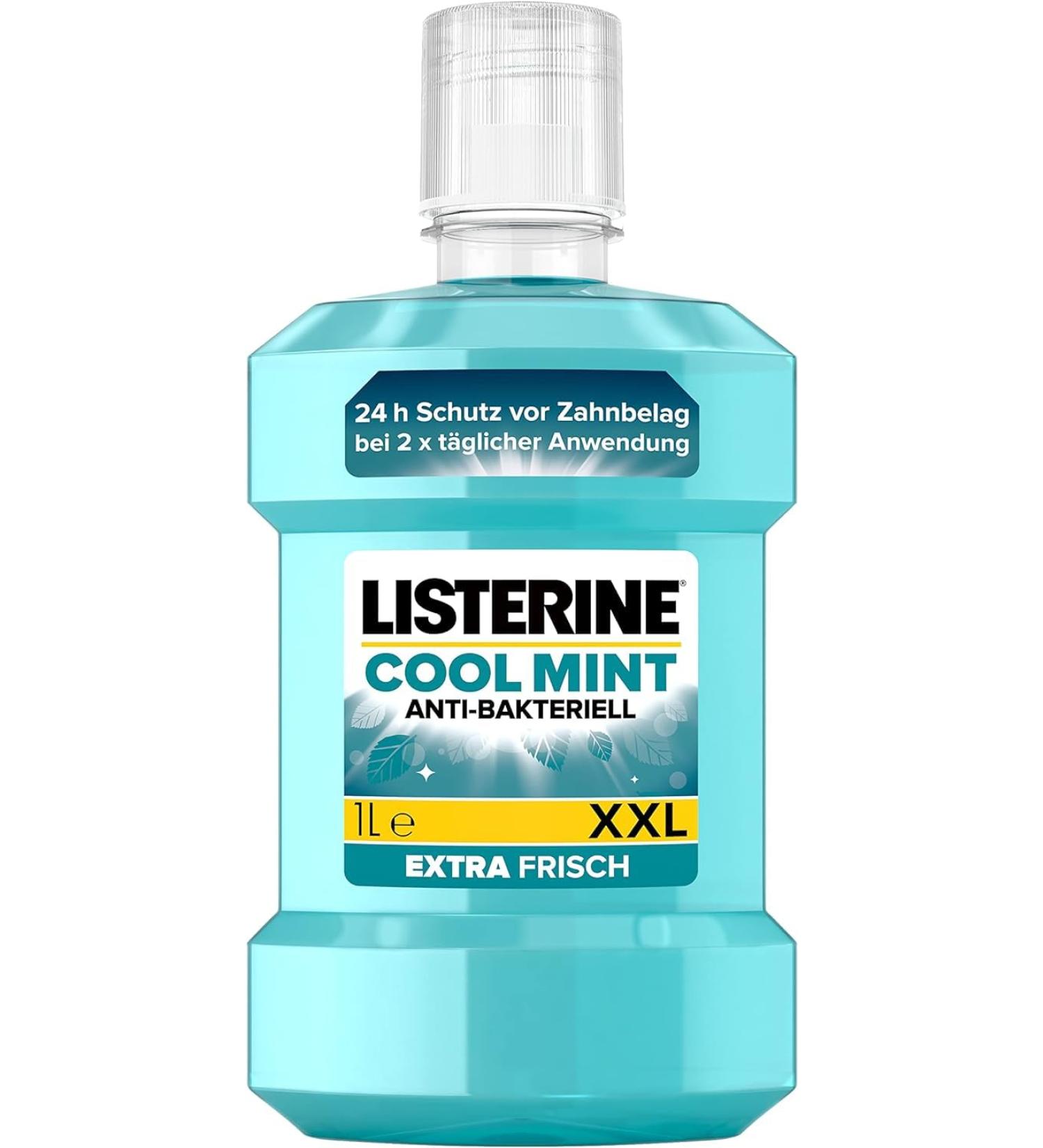 LISTERINE Cool Mint Mouthwash 1L - Antibacterial Essential Oils & Intense Mint Flavor - International Shipping Available - Buy Online on GoSupps.com