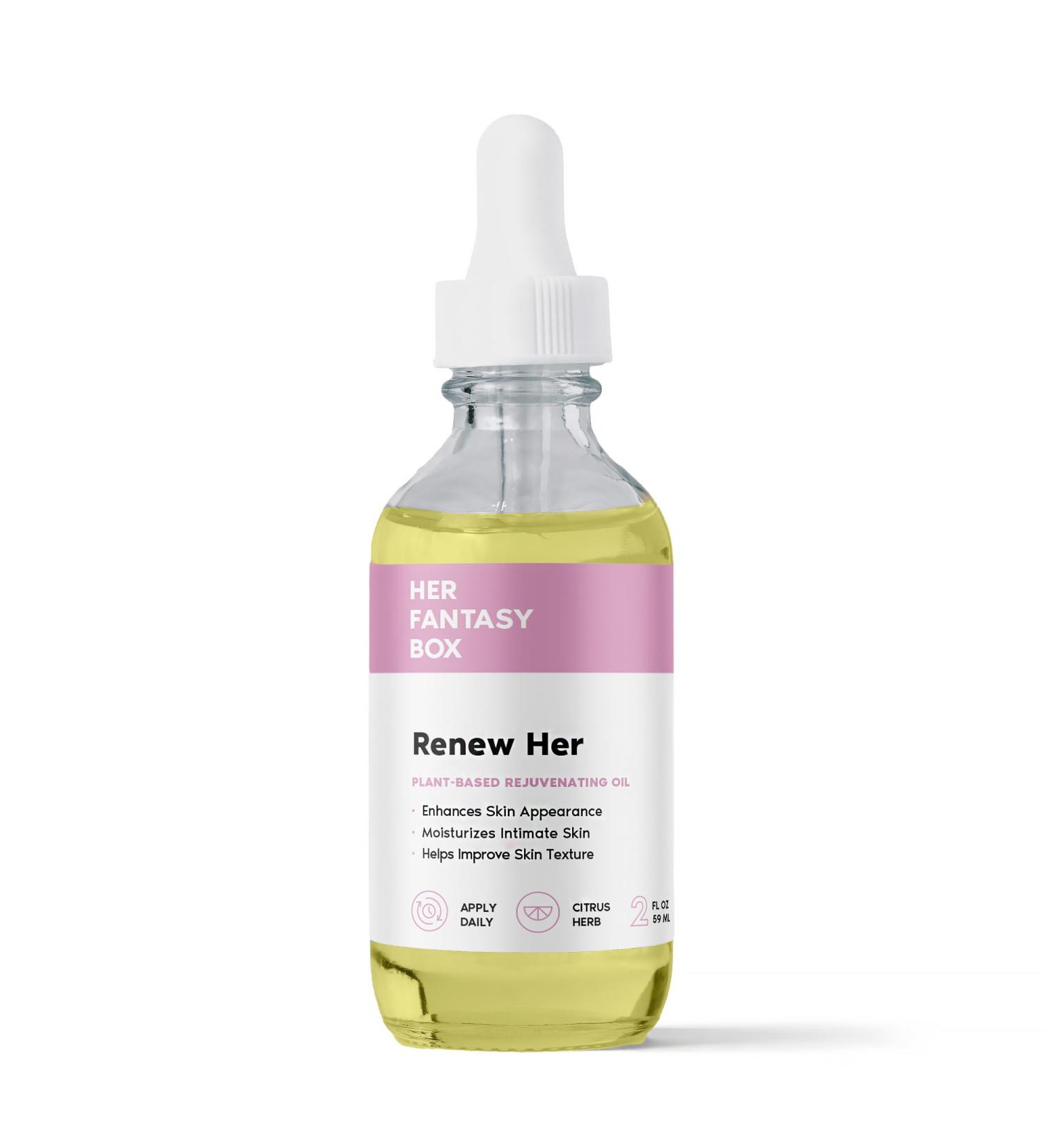 Her Fantasy Box Renew Her | Natural Rejuvenating Yoni Oil for Dark Spots Ingrown Hair and Skin Brightening - Nourishing Moisturizing Formula for All Skin Types - Buy Online on GoSupps.com