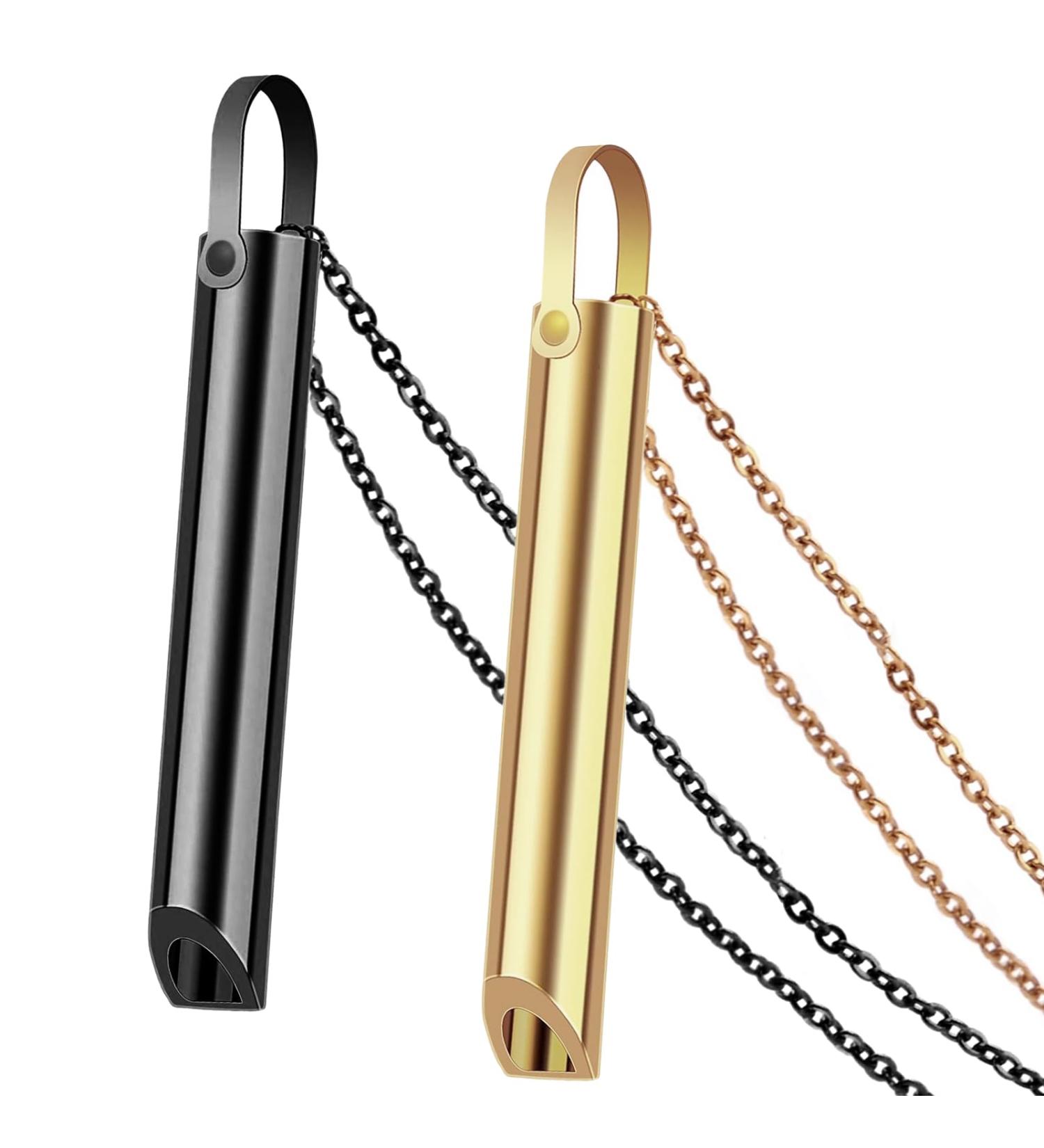 2PCS Breathing Necklace - Stop Vaping, Anxiety, Smoking - Gold+Black - Buy Online on GoSupps.com