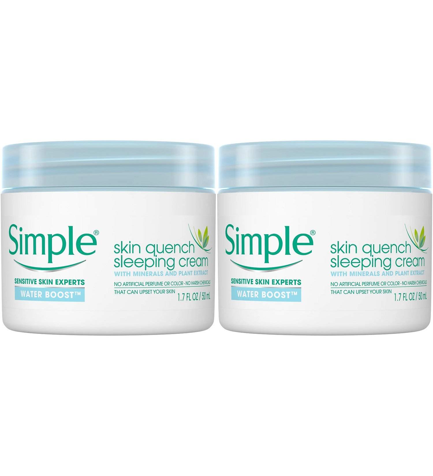 Simple Water Boost Skin Quench Sleeping Cream, 1.7 Ounce (Pack of 2)