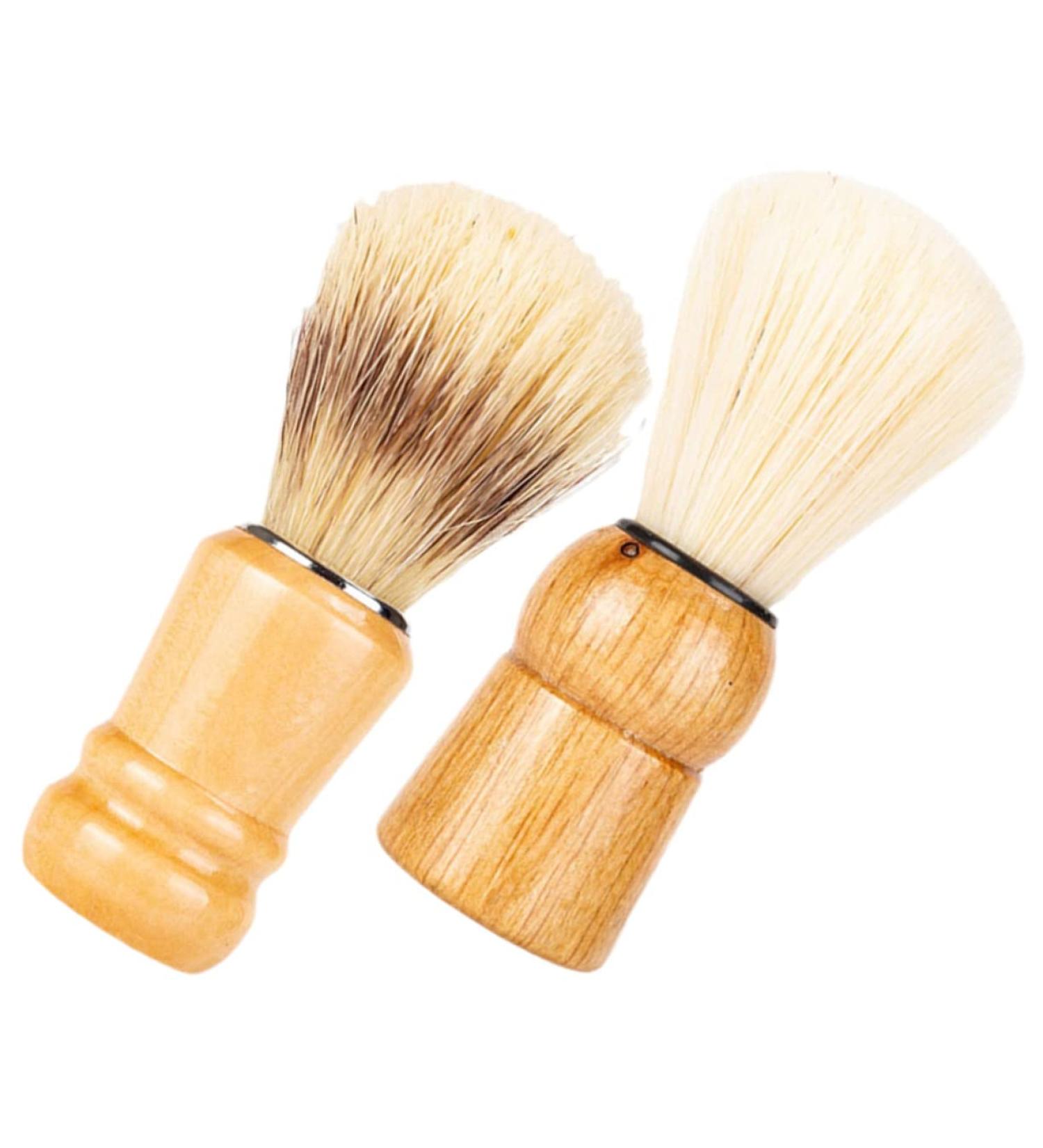 Fomiyes 2st Goat Hair Bartbrush Set - Men's Hairdresser Shaving Brush & Dust Catcher for Grooming & Beard Care - Buy Online on GoSupps.com