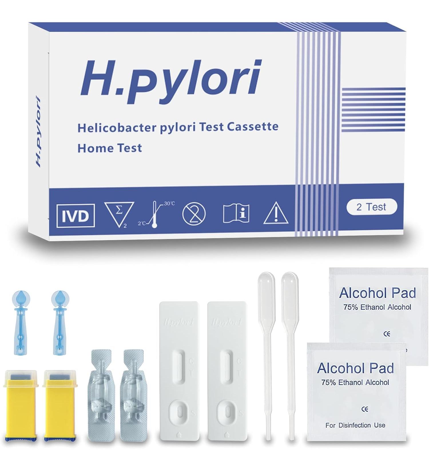 Helicobacter Pylori Home Test Kit - Fast Accurate Self-Test for H. Pylori - Results in 10-15 Minutes - Includes 2 Tests - International Shipping Available - Buy Online on GoSupps.com