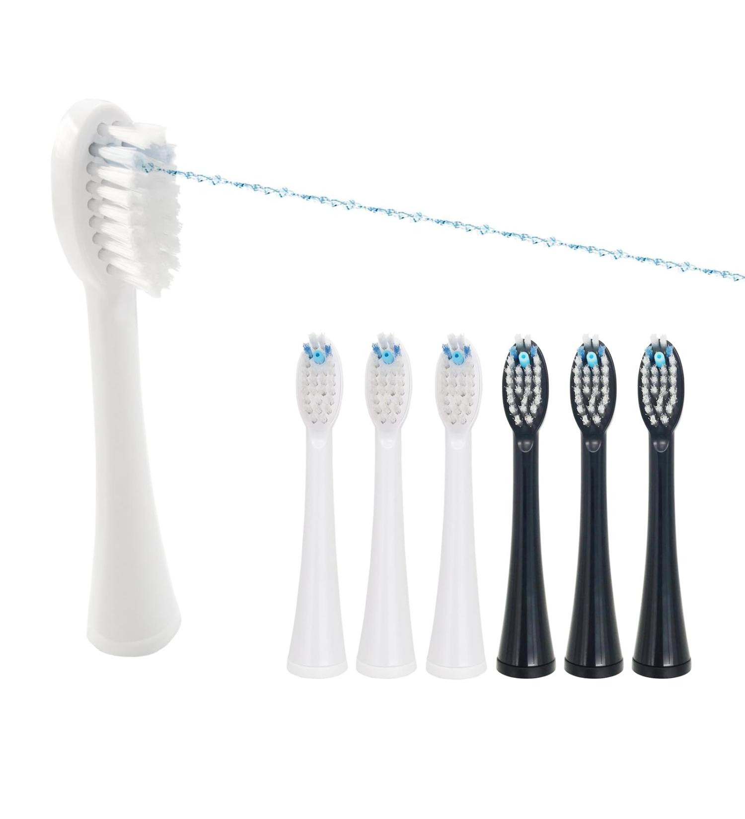 Toothbrush Heads Compatible with Waterpik Sonic Fusion 2.0 - 6 Pack in White/Black | International Shipping - Buy Online on GoSupps.com