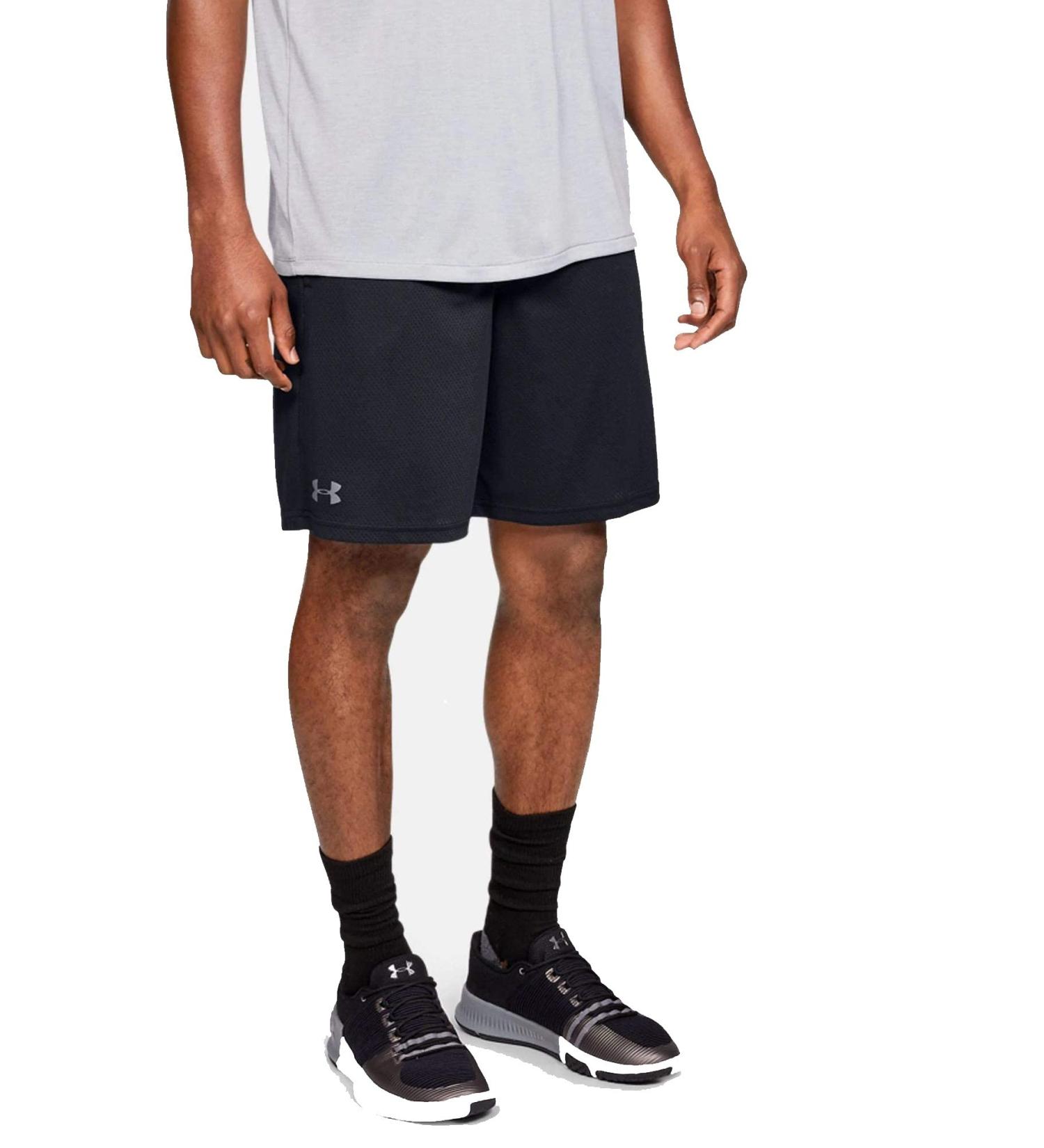 Under Armour Men s UA Tech Mesh Sweatshorts - Comfortable Loose Fit Shorts with Side Pockets in Black/Pitch Gray - Buy Online on GoSupps.com