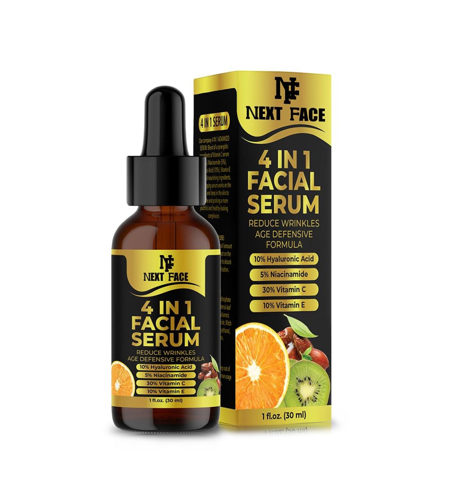 Organic Vitamin C Serum For Face & Hyaluronic Acid. Anti-Aging Wrinkles Dark Spots Brightening Facial Serum With 30% Vitamin C 5% Niacinamide 10% Vitamin E Serum 4 In 1 Vitamin C. - Buy Online on GoSupps.com