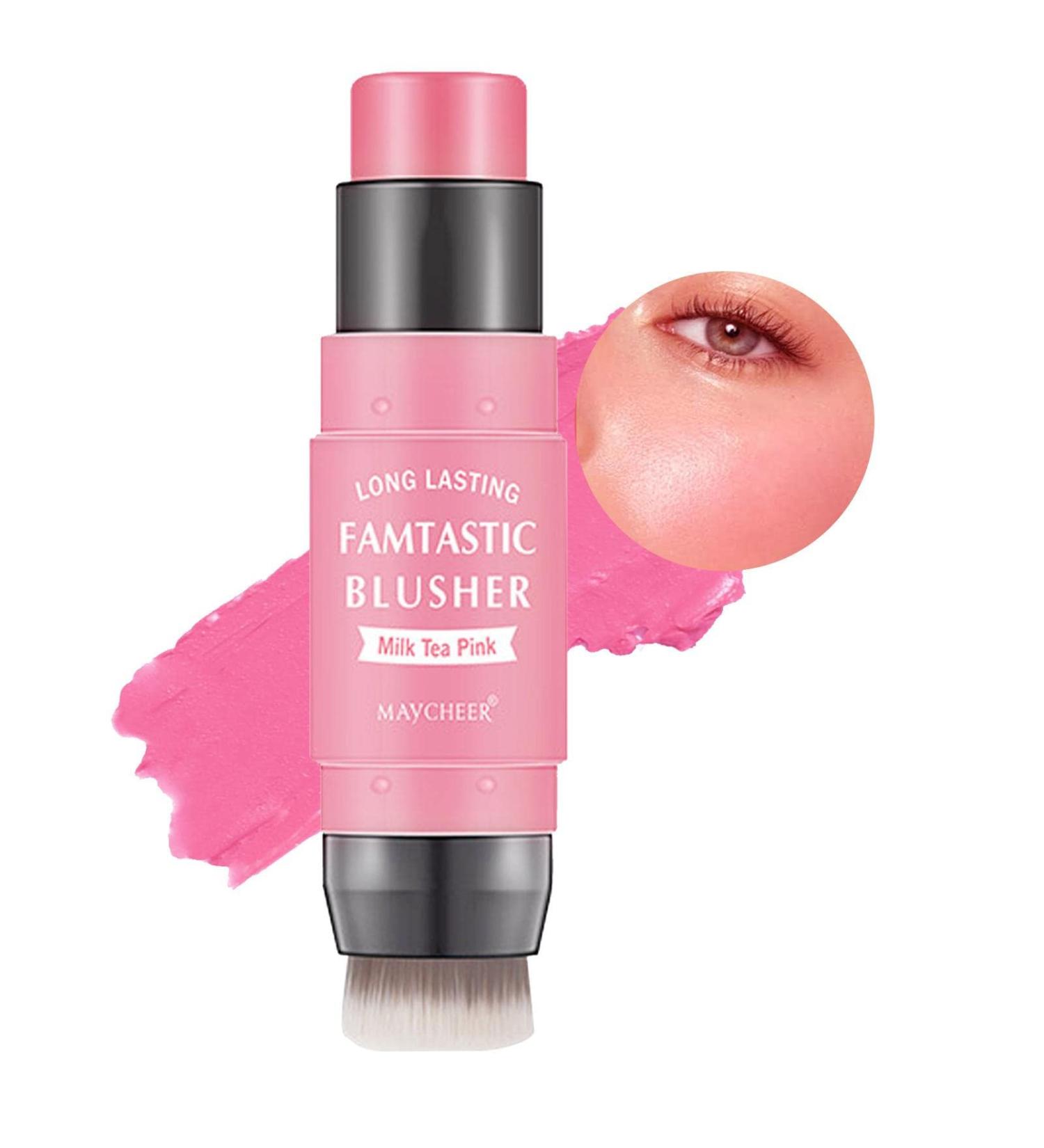 Cream Blush Stick with Brush Cheek Blush & Lip Tint & Eyeshadow Makeup Stick with Brush Long Lasting Waterproof Cream Blush Makeup for All Skin Tones 1# - Buy Online on GoSupps.com