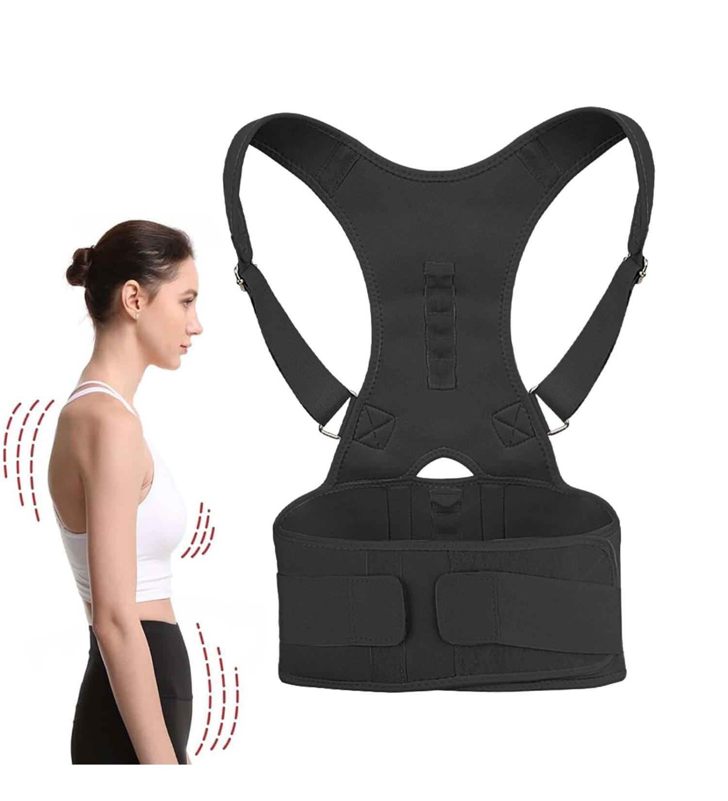 Posture Corrector Brace | Adjustable Back Support & Shoulder Straightener | Orthopedic Full Back Support for Men & Women - Black XL - Buy Online on GoSupps.com