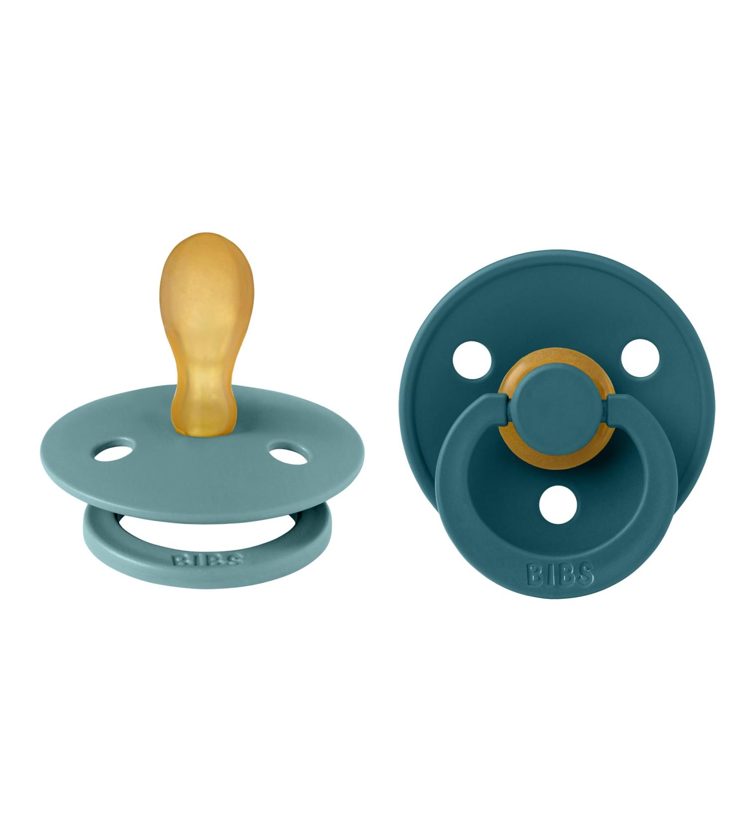BIBS Colour Simmetrical Schnuller 2 Pack - BPA-Free Silicone Dummy for Ages 6-18 Months - Made in Denmark - Iceland Sea / Forest Lake - Buy Online on GoSupps.com