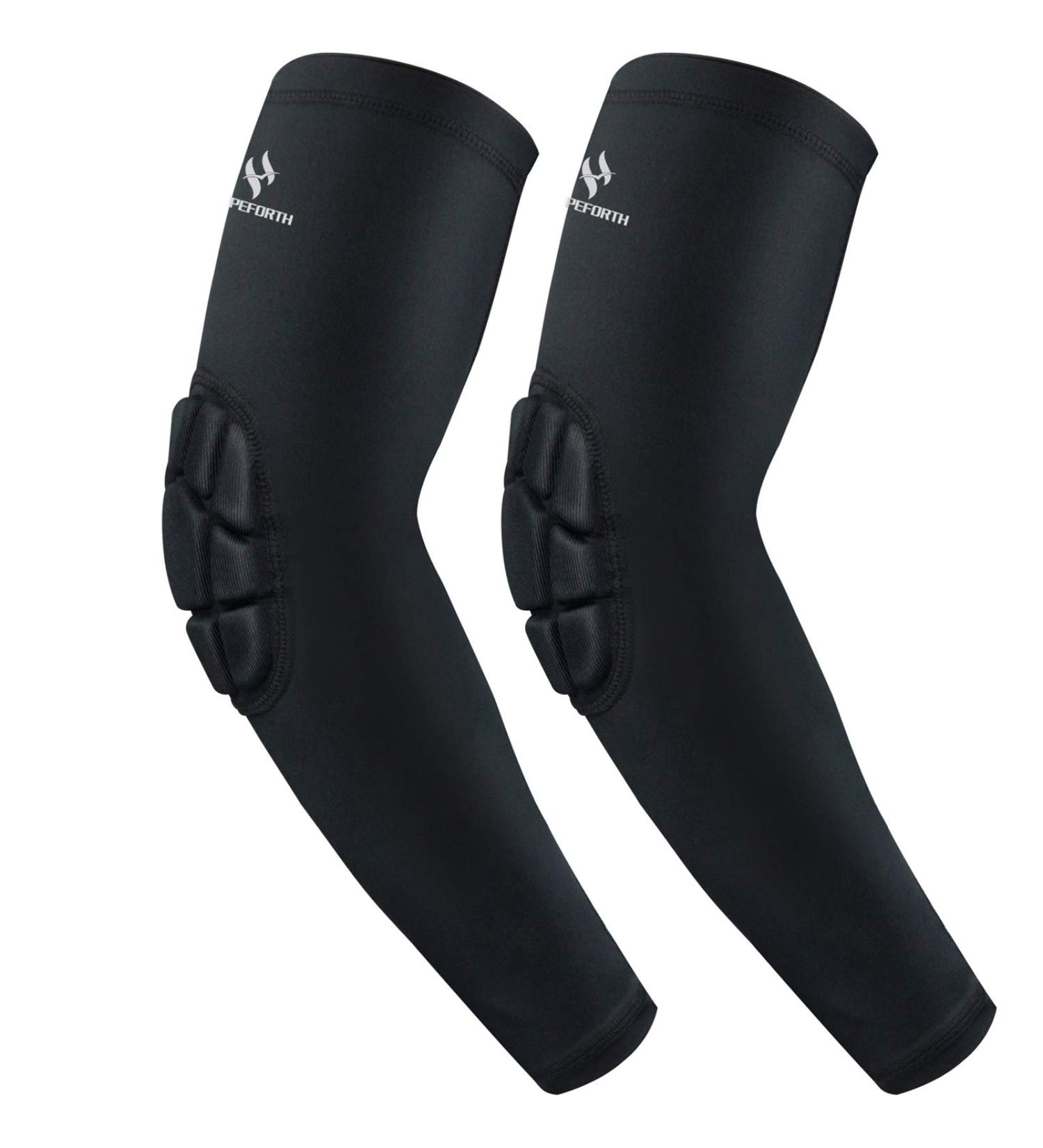 HOPEFORTH 2PCS Padded Elbow Sleeves | Compression Arm Support | Black Elbow Pad Small - Buy Online on GoSupps.com