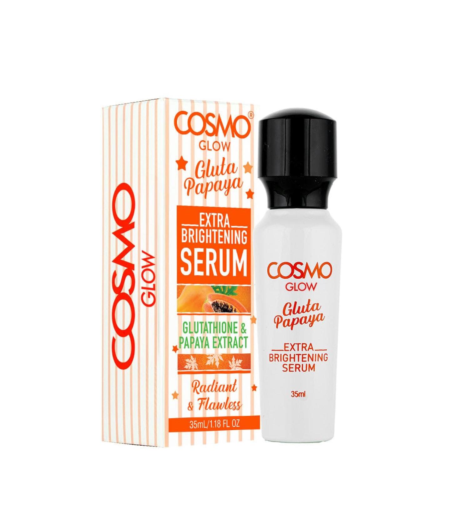Cosmo Glow Skin Care Gluta Papaya Extra Brightening Serum 35ml/1.18 fl.oz, Glutathione & Papaya Extract, Radiant, Flawless, Non Greasy Formula, Skin Treatment, Face & Body Care, All Skin Types - Buy Online on GoSupps.com