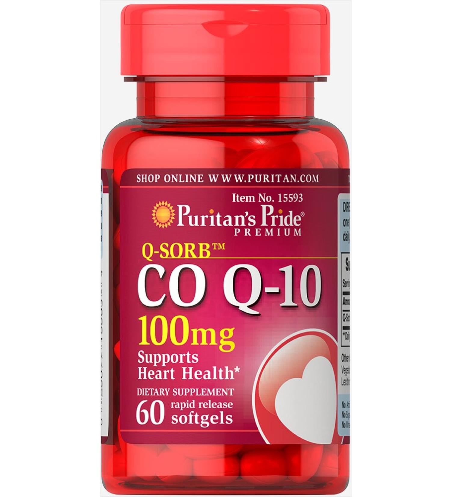 Puritan's Pride Q-Sorb CoQ10 100mg - 60 Softgels | Premium Heart Health Supplement Fast Shipping Worldwide - Buy Online on GoSupps.com