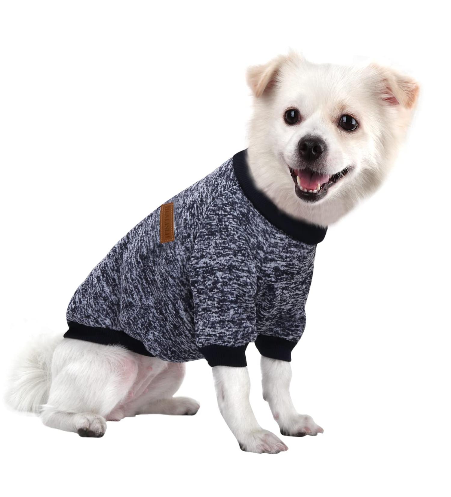 Hualisiji Small Dog Hoodie - Warm & Light Sweater for Chihuahua | Navy Blue M | Comfortable & Easy to Wear - Buy Online on GoSupps.com